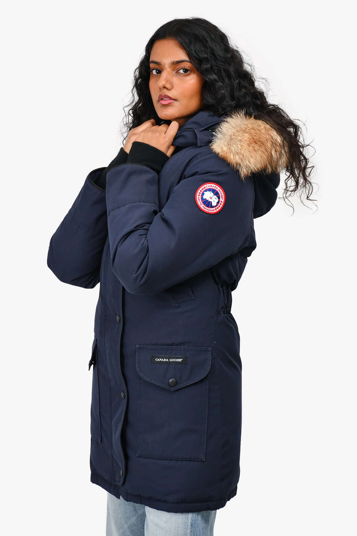 Canada Goose Navy Blue Trillium Parka With Fur Trimmed Hood Size XS