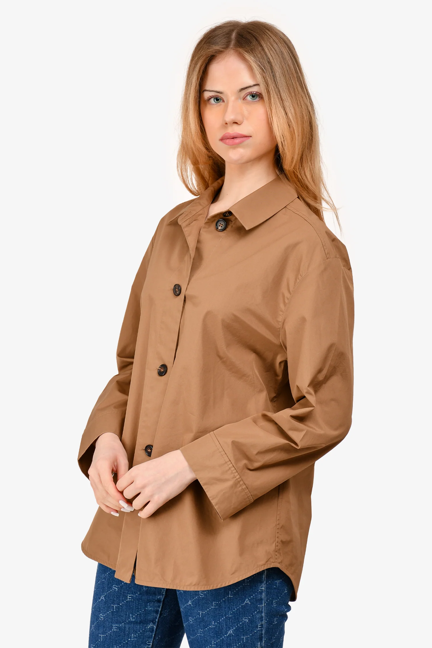 'S Max Mara Brown Button-Up Collared Top Size 36