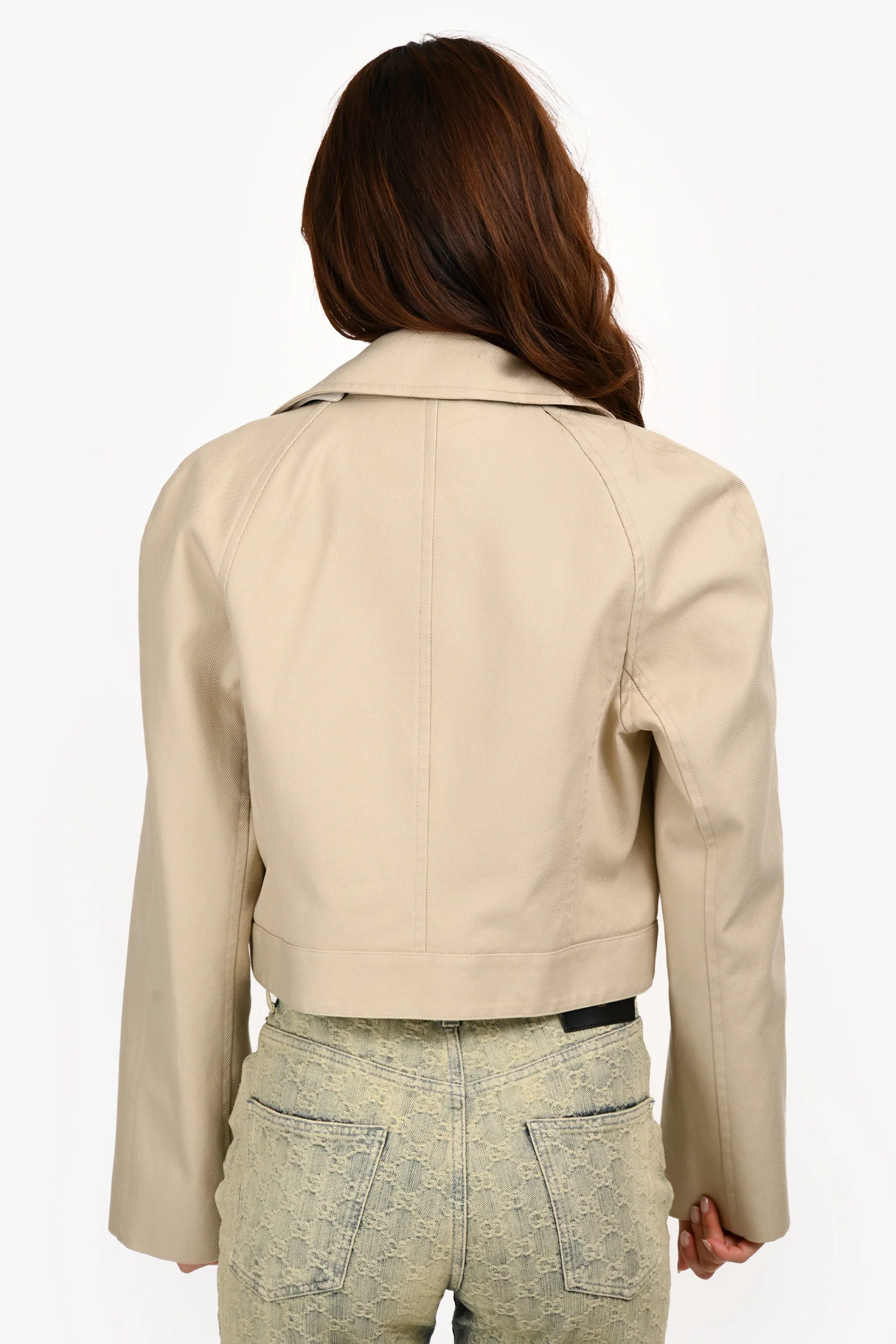 Givenchy Beige U-Lock Detail Cropped Trench Jacket Size 40
