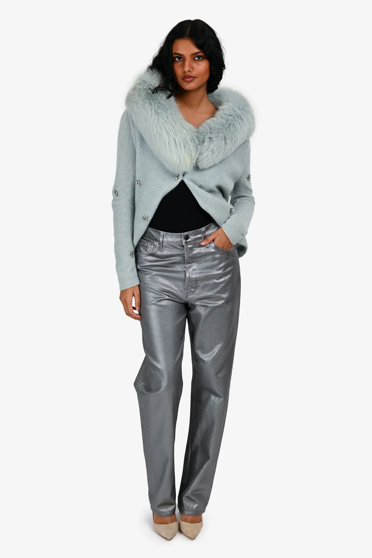 Veronica Beard Silver Coated 'Daniela' Jeans Size 28