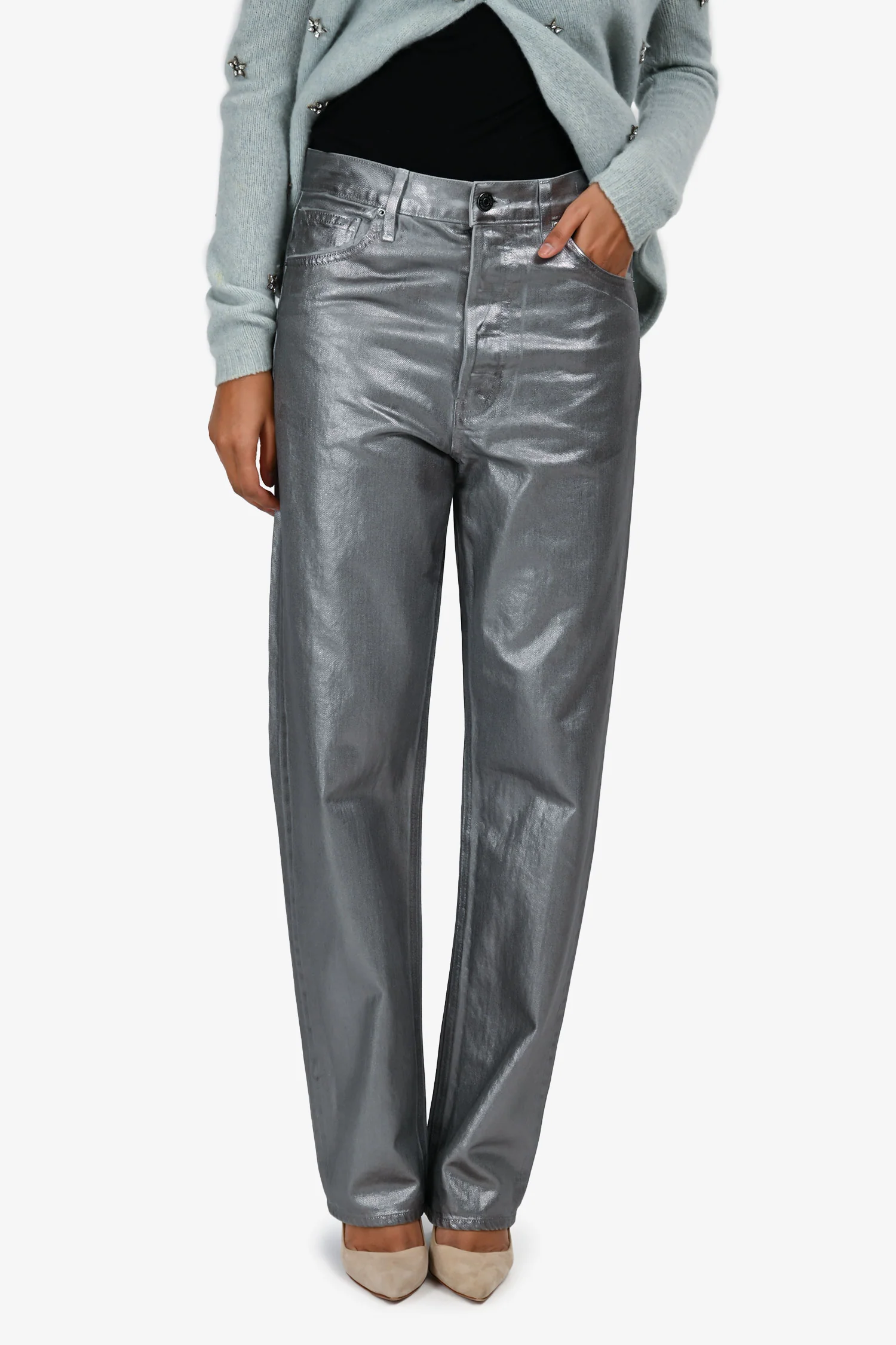 Veronica Beard Silver Coated 'Daniela' Jeans Size 28