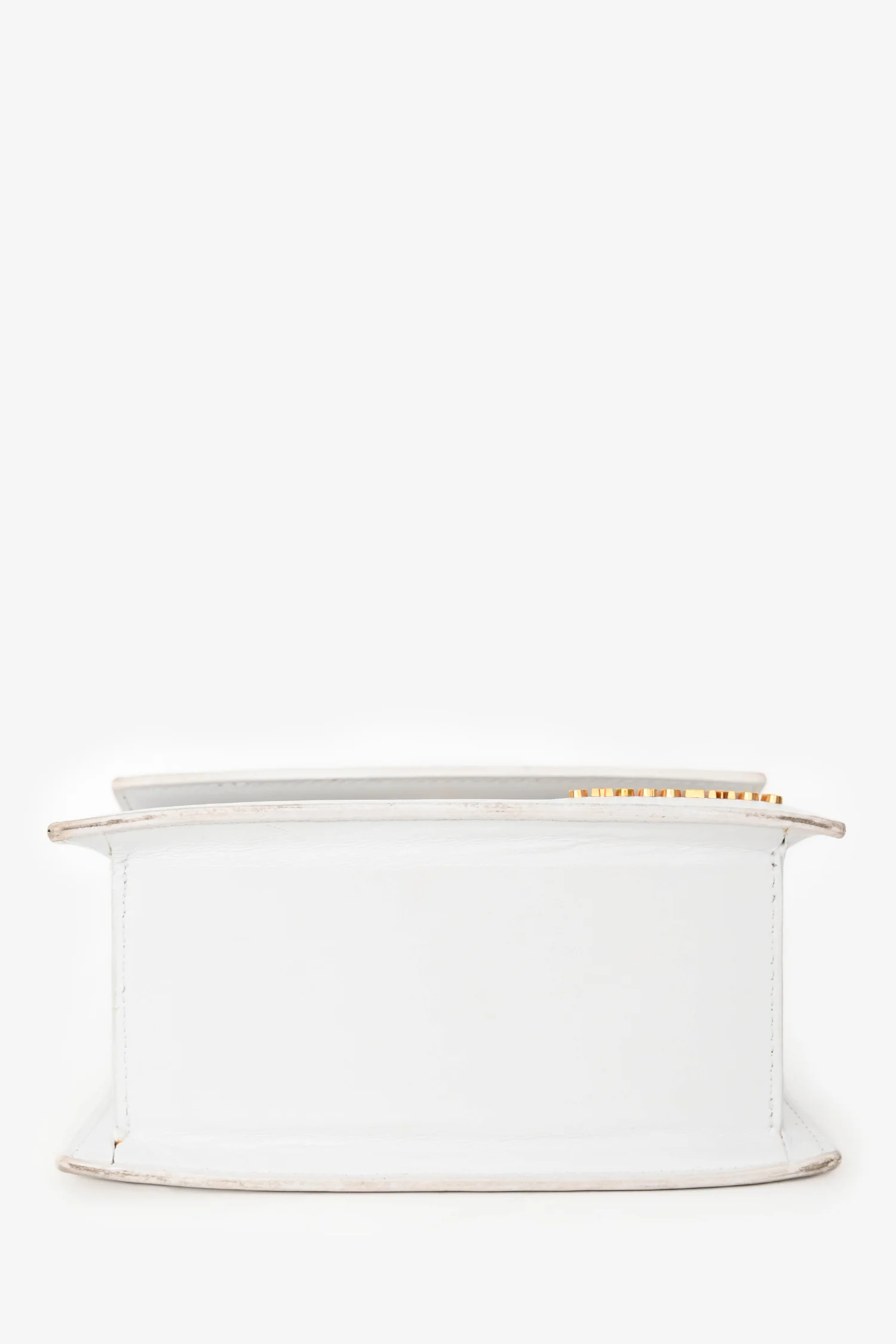 Jacquemus White Leather 'Le Chiquito Moyen' Top Handle Bag with Strap