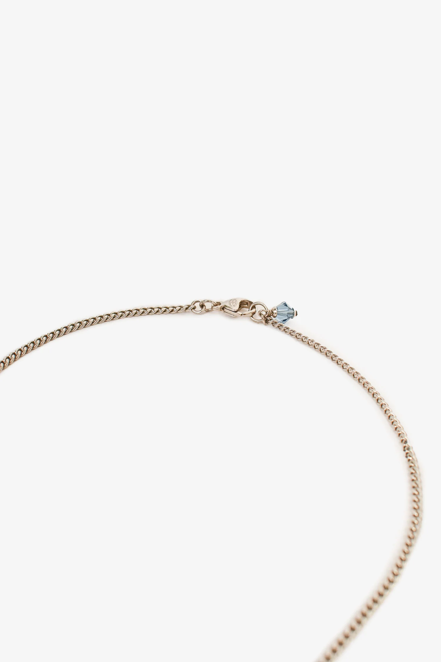 Pre-Loved Chanel™ 2019 Silver Toned Blue Crystal CC Long Necklace
