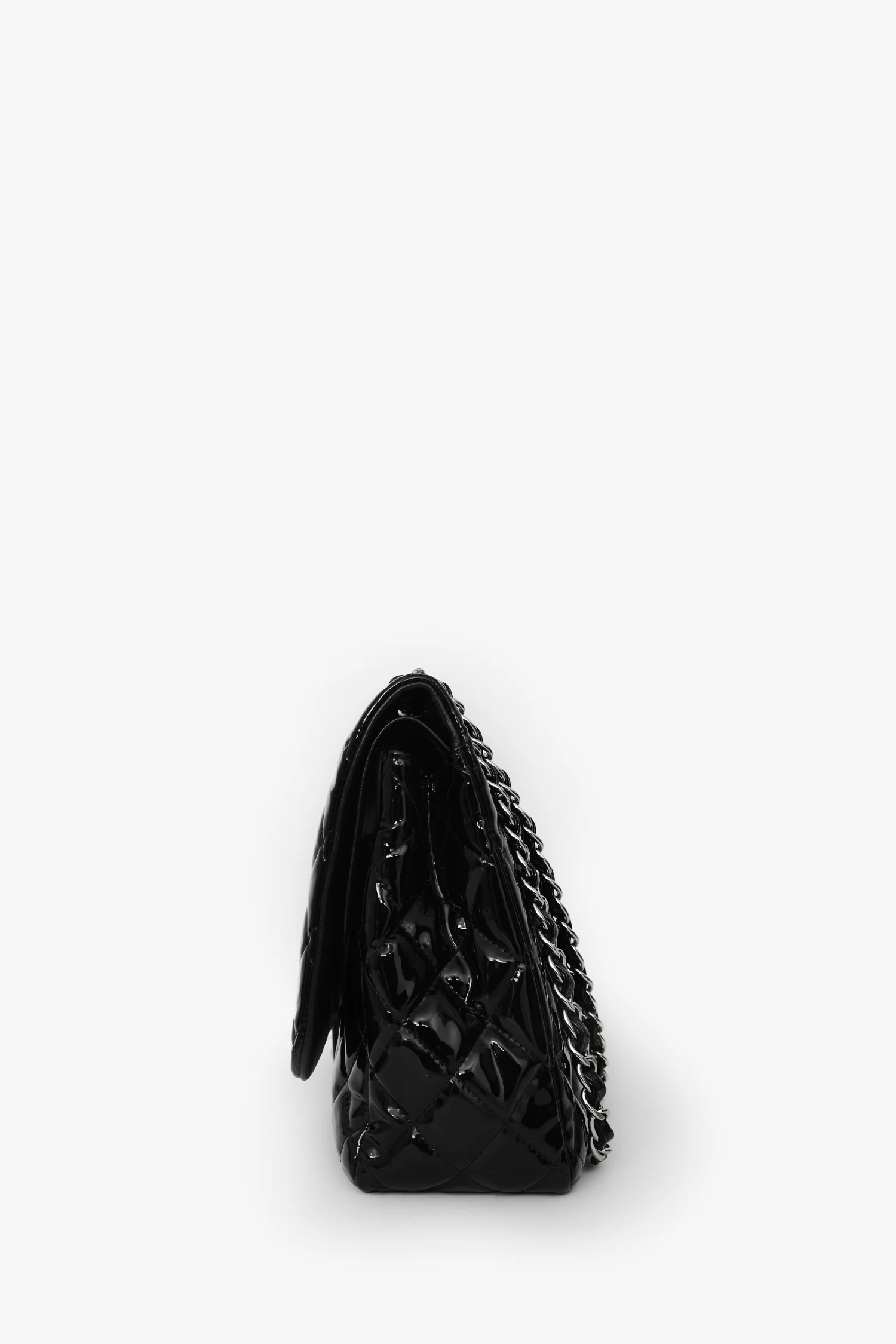 Pre-Loved Chanel™ 2012/13 Black Quilted Patent Maxi Double Flap Shoulder Bag