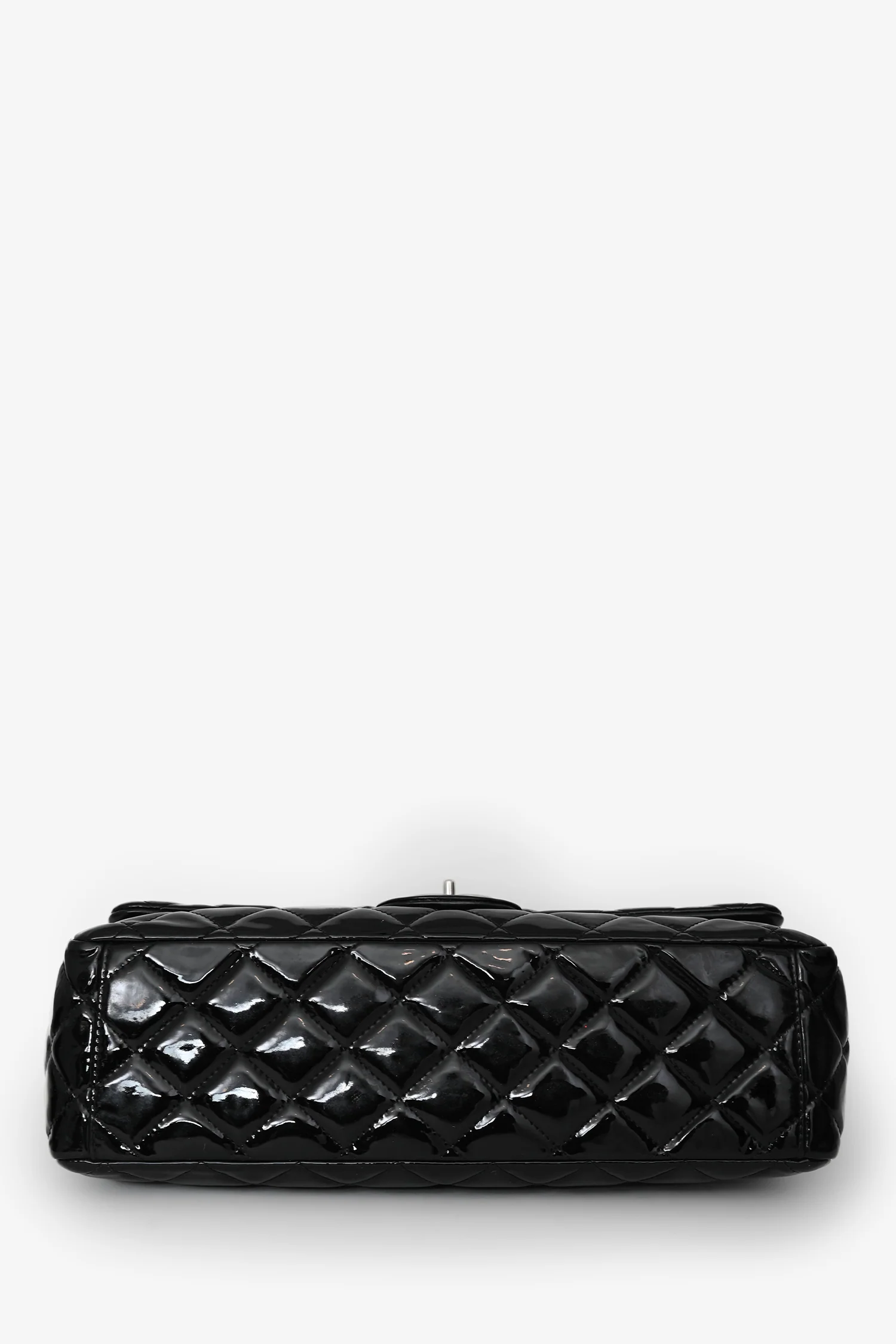 Pre-Loved Chanel™ 2012/13 Black Quilted Patent Maxi Double Flap Shoulder Bag