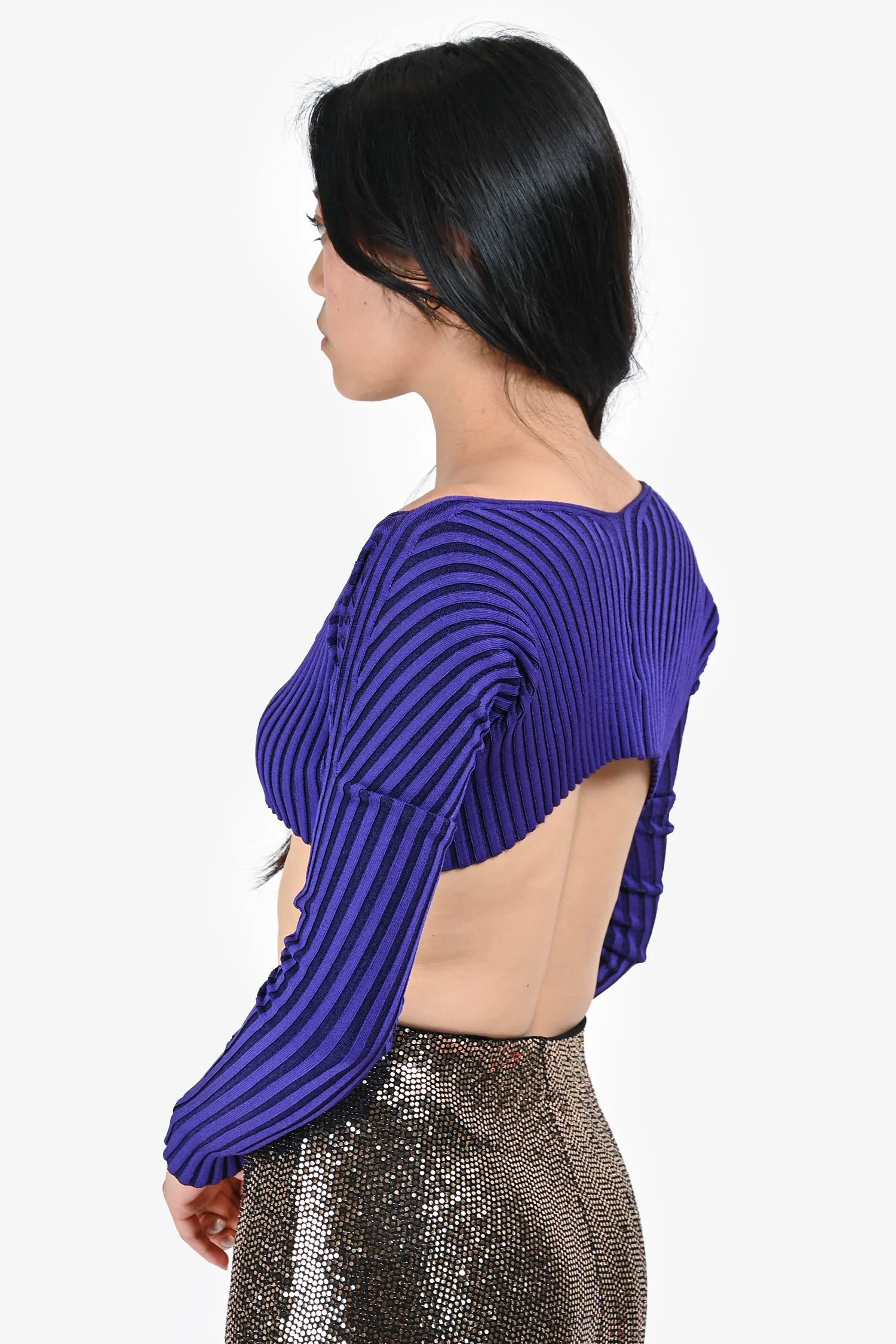 Jacquemus Purple Logo Cropped Long Sleeves Cardigan Size 34