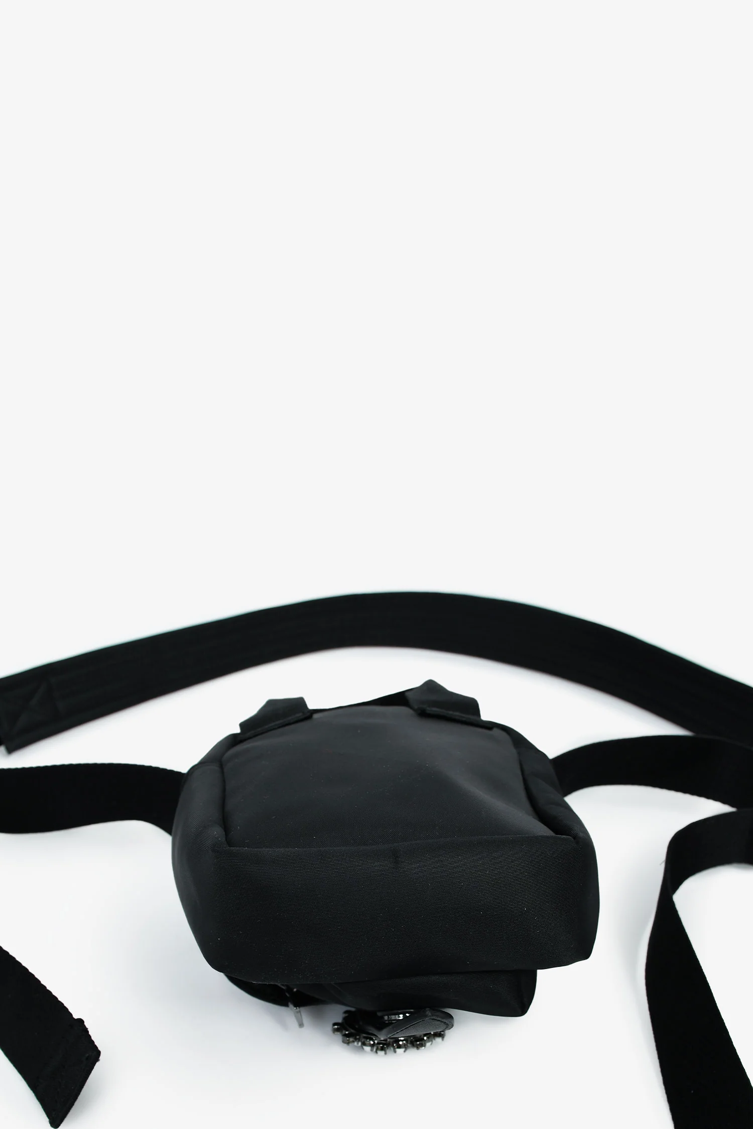Simone Rocha Black Nylon Faux Pearl/Crystal Buckle Crossbody Bag