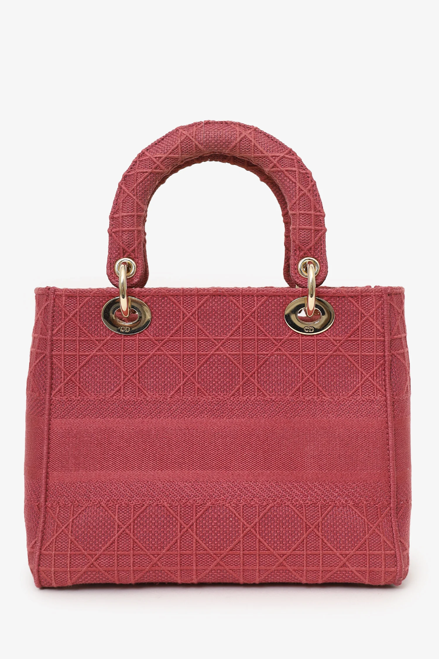 Christian Dior 2020 Pink Cannage Canvas Medium Lady D-Lite With Strap
