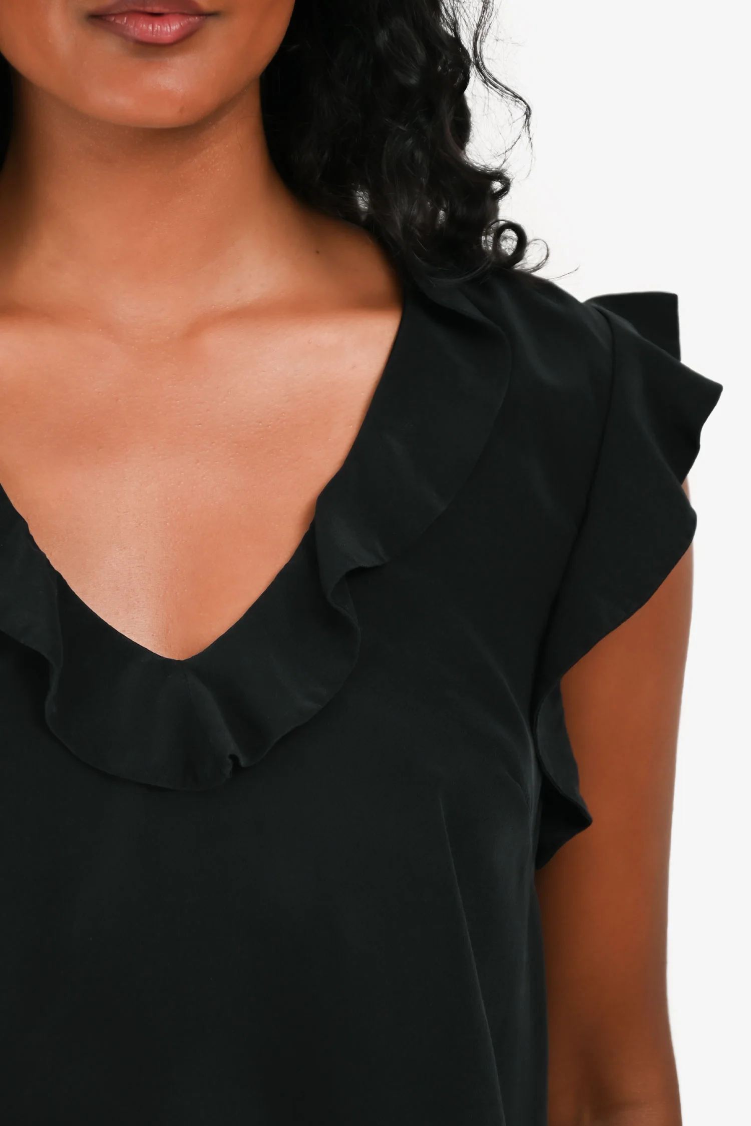Zimmermann Black Ruffled Scoop Neck Sleeveless Top Size 0