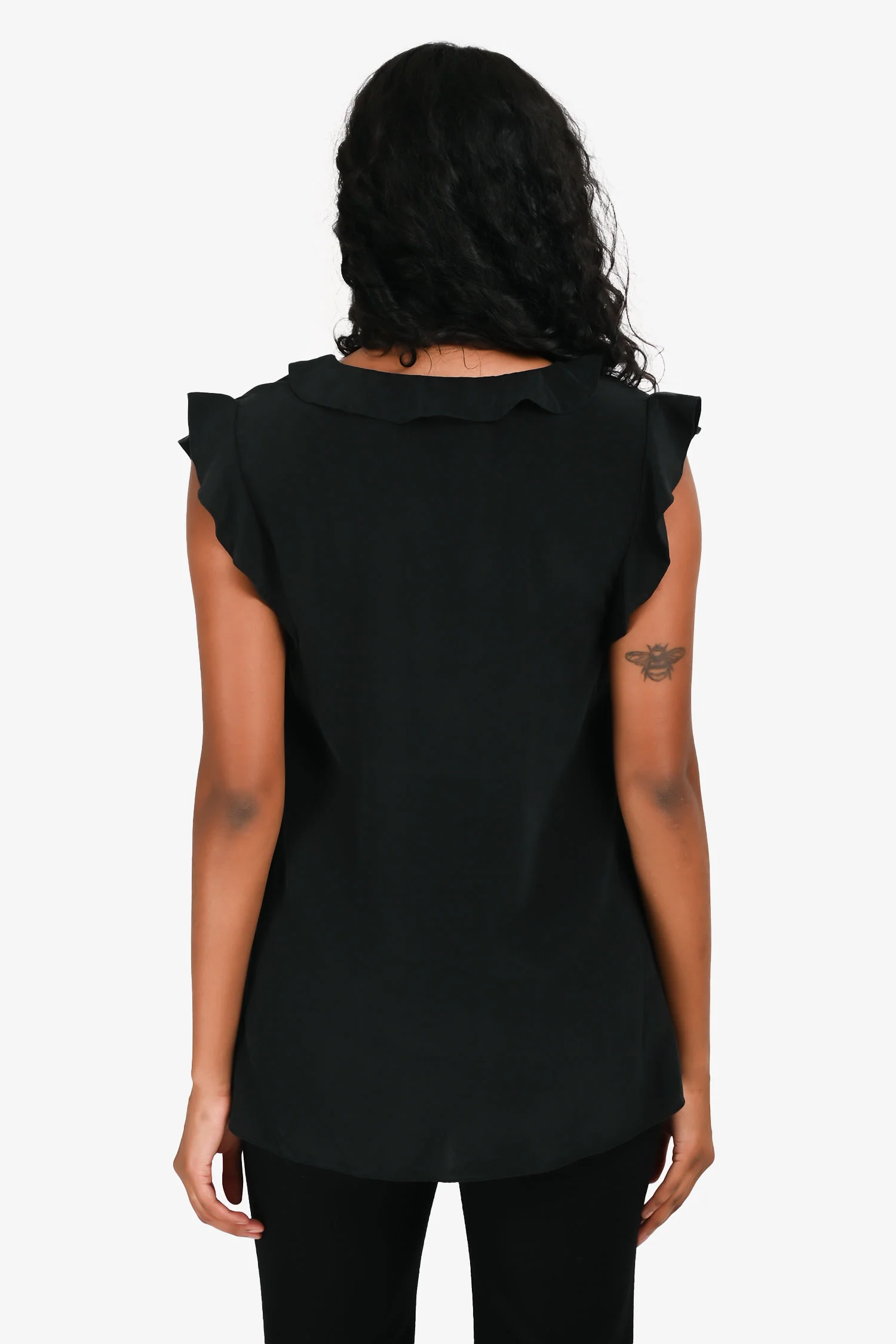 Zimmermann Black Ruffled Scoop Neck Sleeveless Top Size 0
