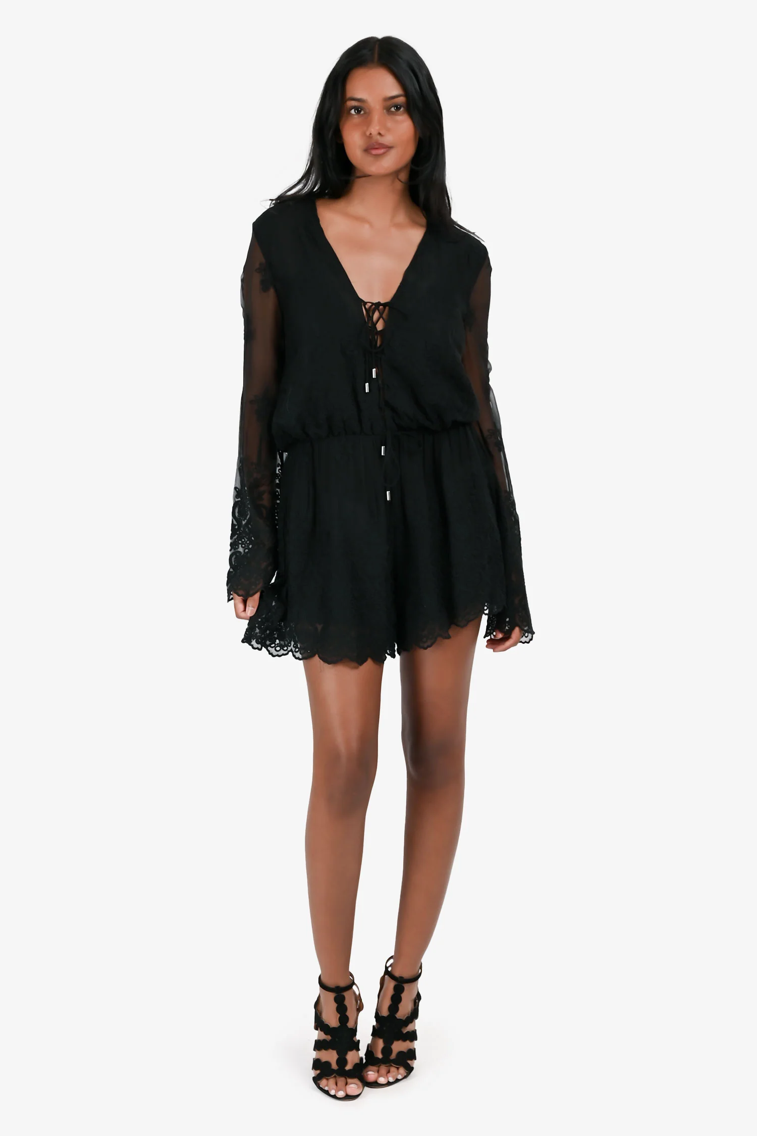 Zimmermann Black Embroidered Romper Size 1