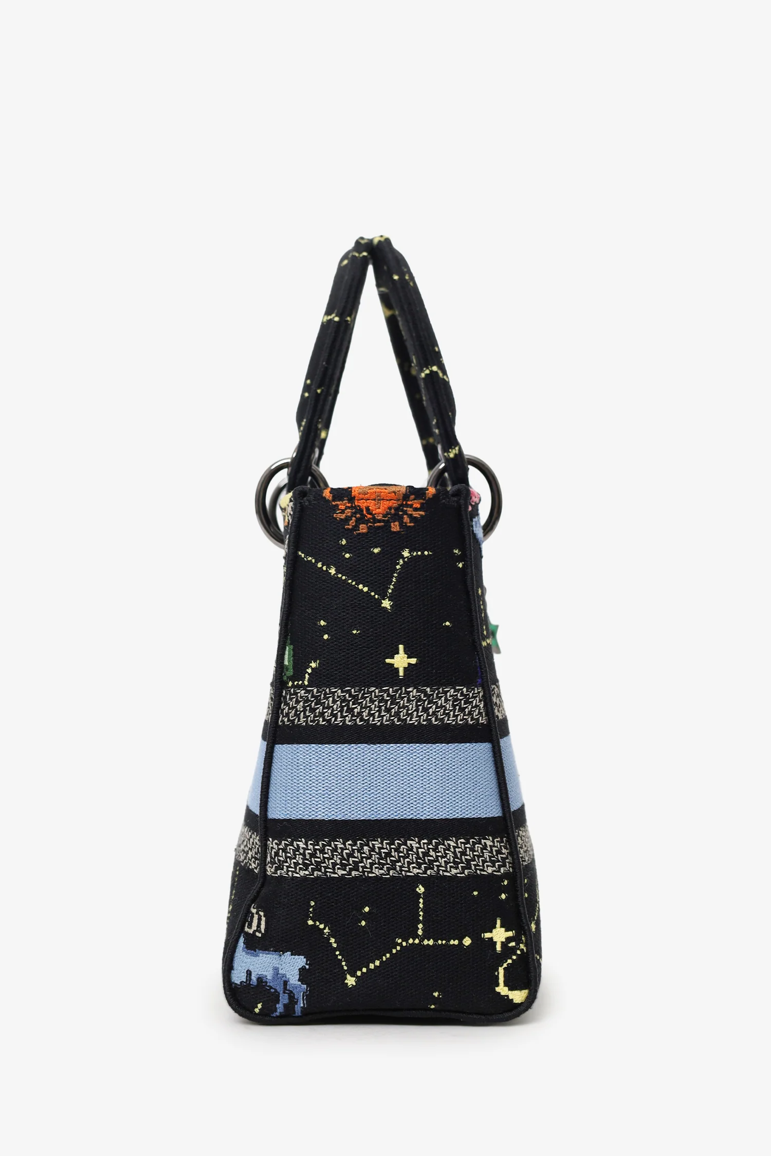 Christian Dior 2022 Black Canvas Pixel Zodiac Embroidered Medium Lady D-Lite With Strap