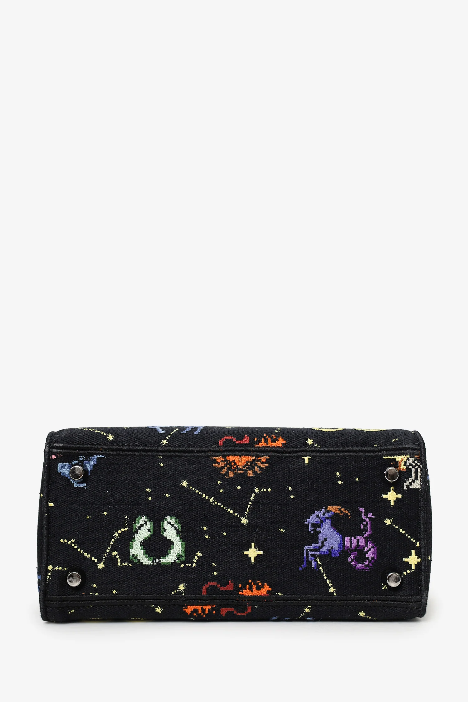 Christian Dior 2022 Black Canvas Pixel Zodiac Embroidered Medium Lady D-Lite With Strap