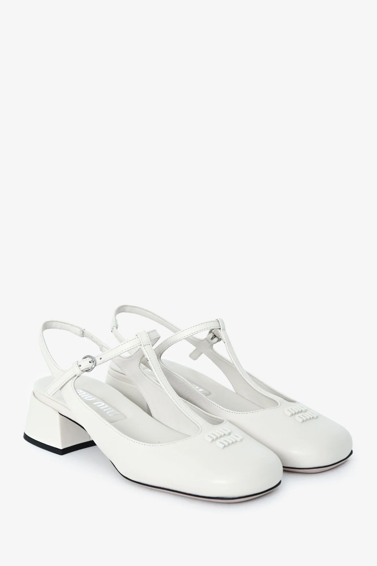 Miu Miu White Leather Mary Jane Flats Size 35
