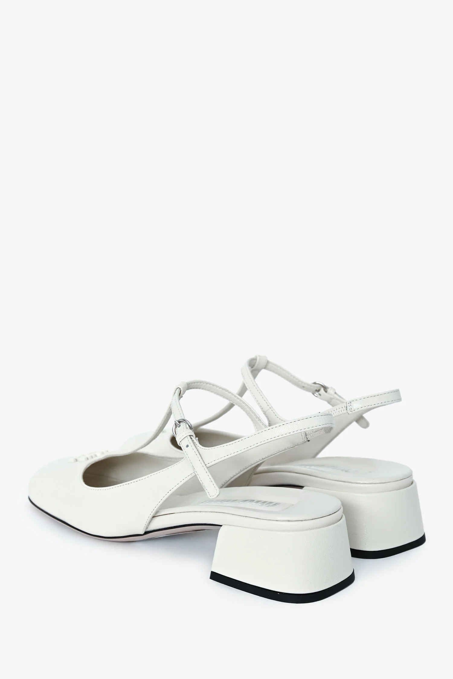 Miu Miu White Leather Mary Jane Flats Size 35