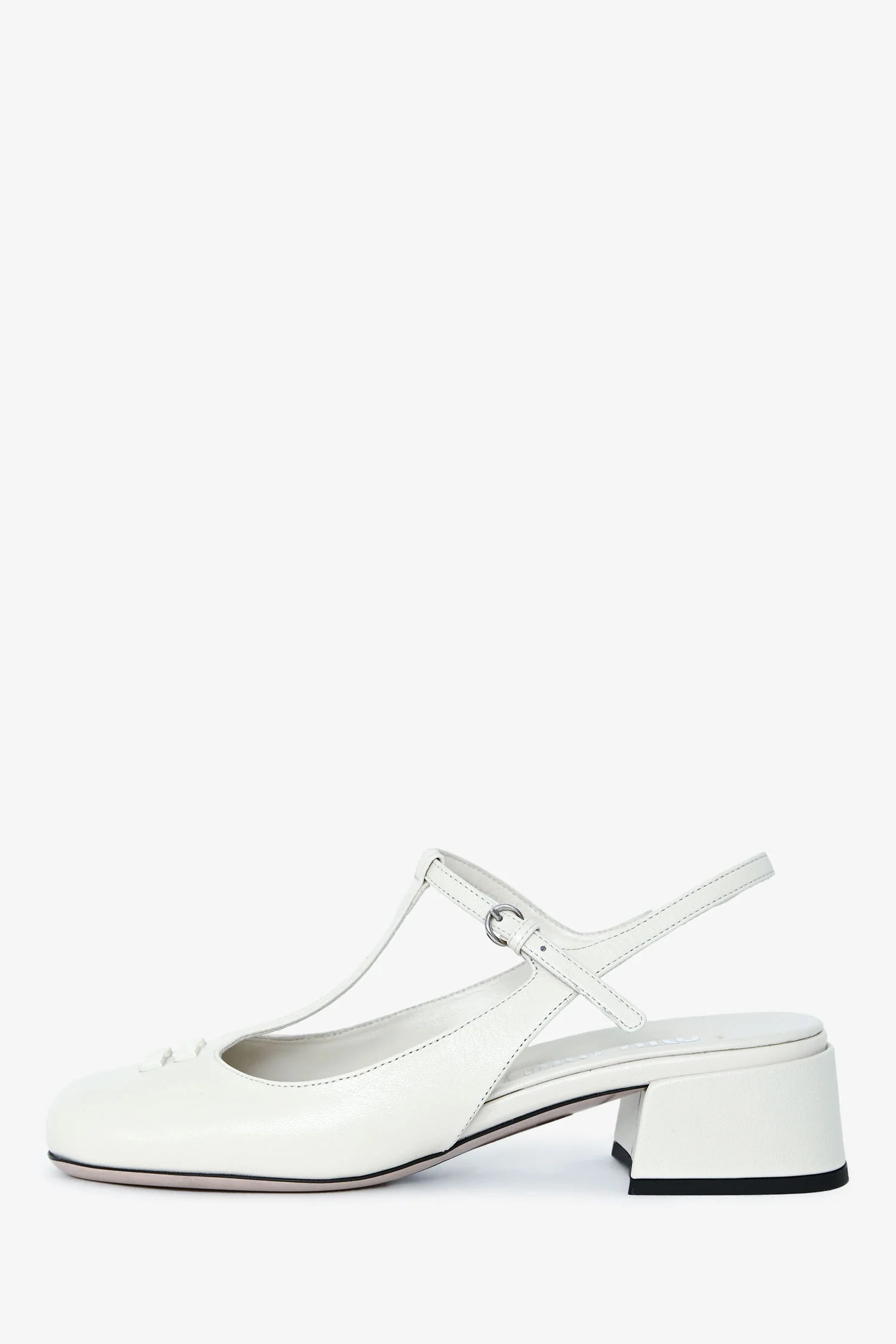Miu Miu White Leather Mary Jane Flats Size 35