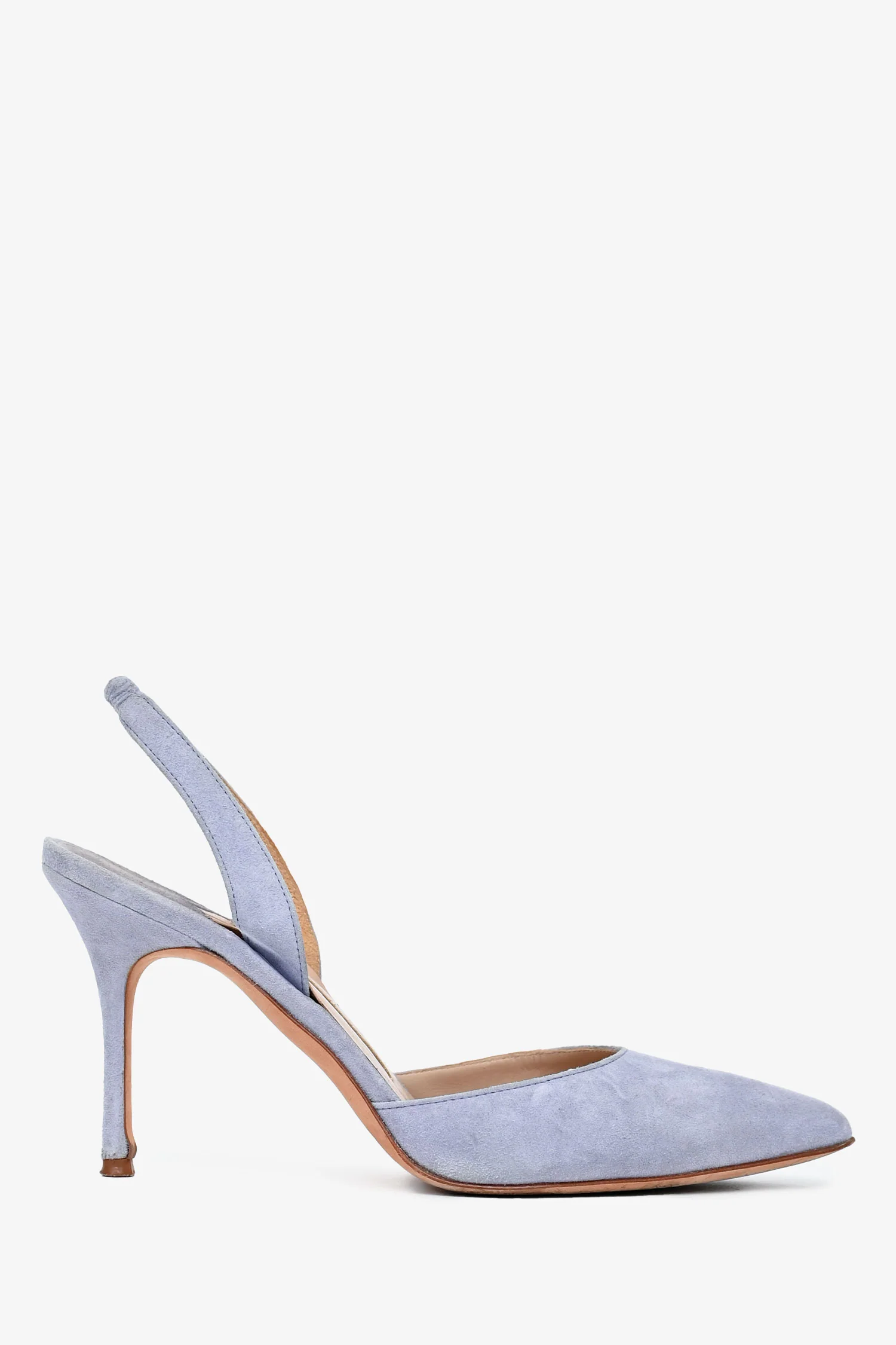 Manolo Blahnik Lilac Suede Leather Pointed Toe Slingback Size 35