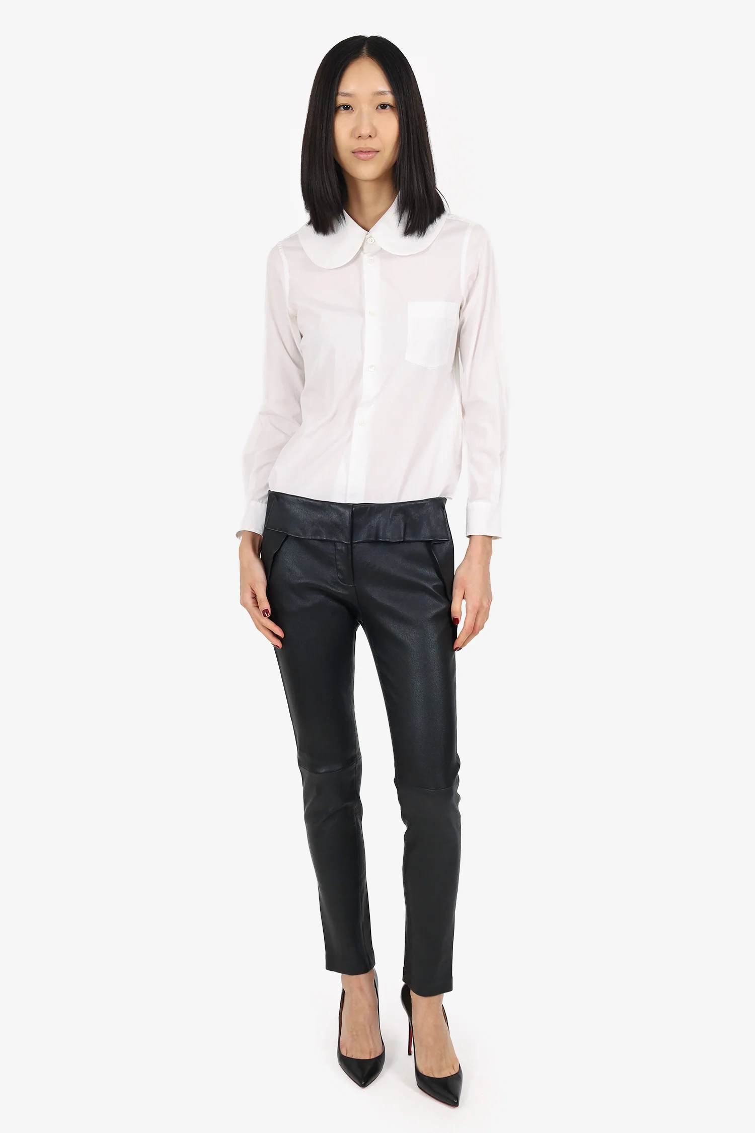 Miu Miu Black Leather Leggings Size 42