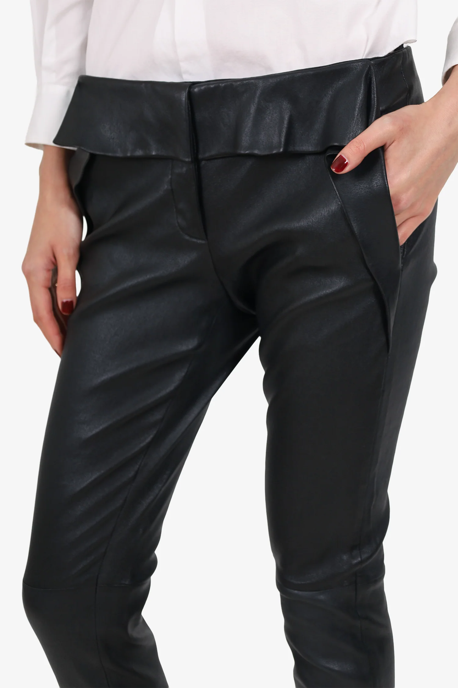 Miu Miu Black Leather Leggings Size 42