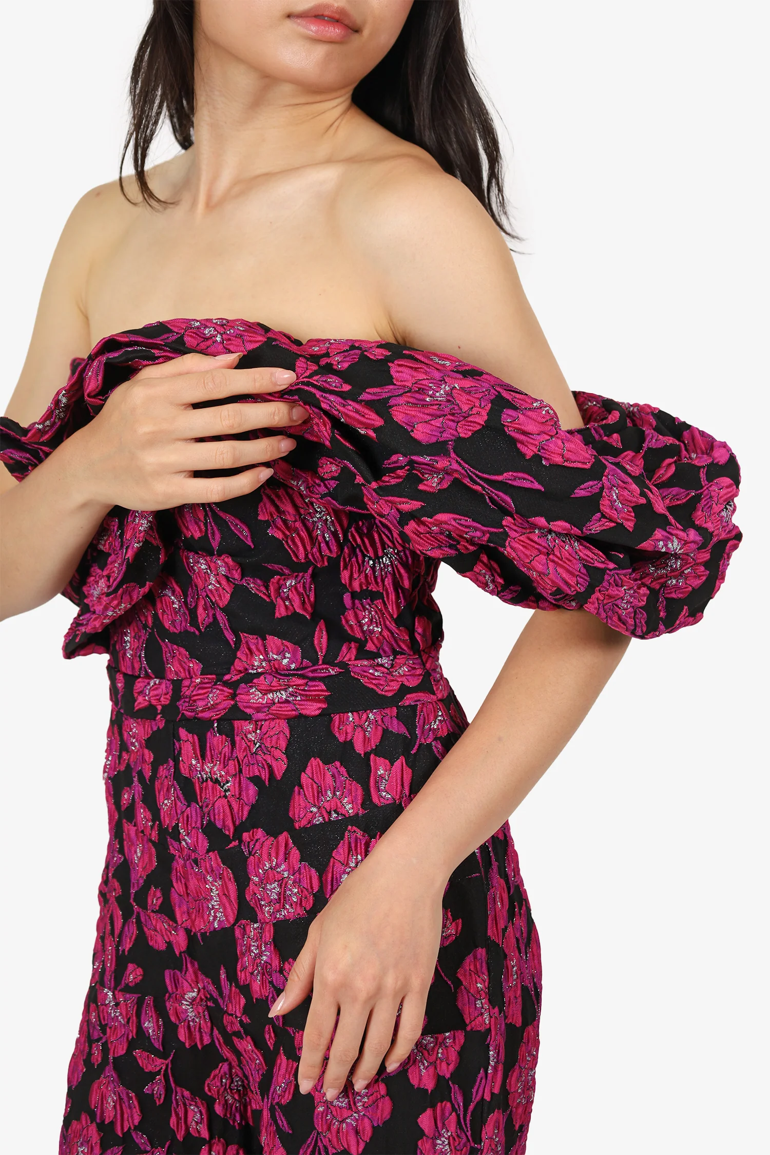 Eliya The Label Pink/Black One-Shoulder Jacquard 'Nora' Jumpsuit Size S