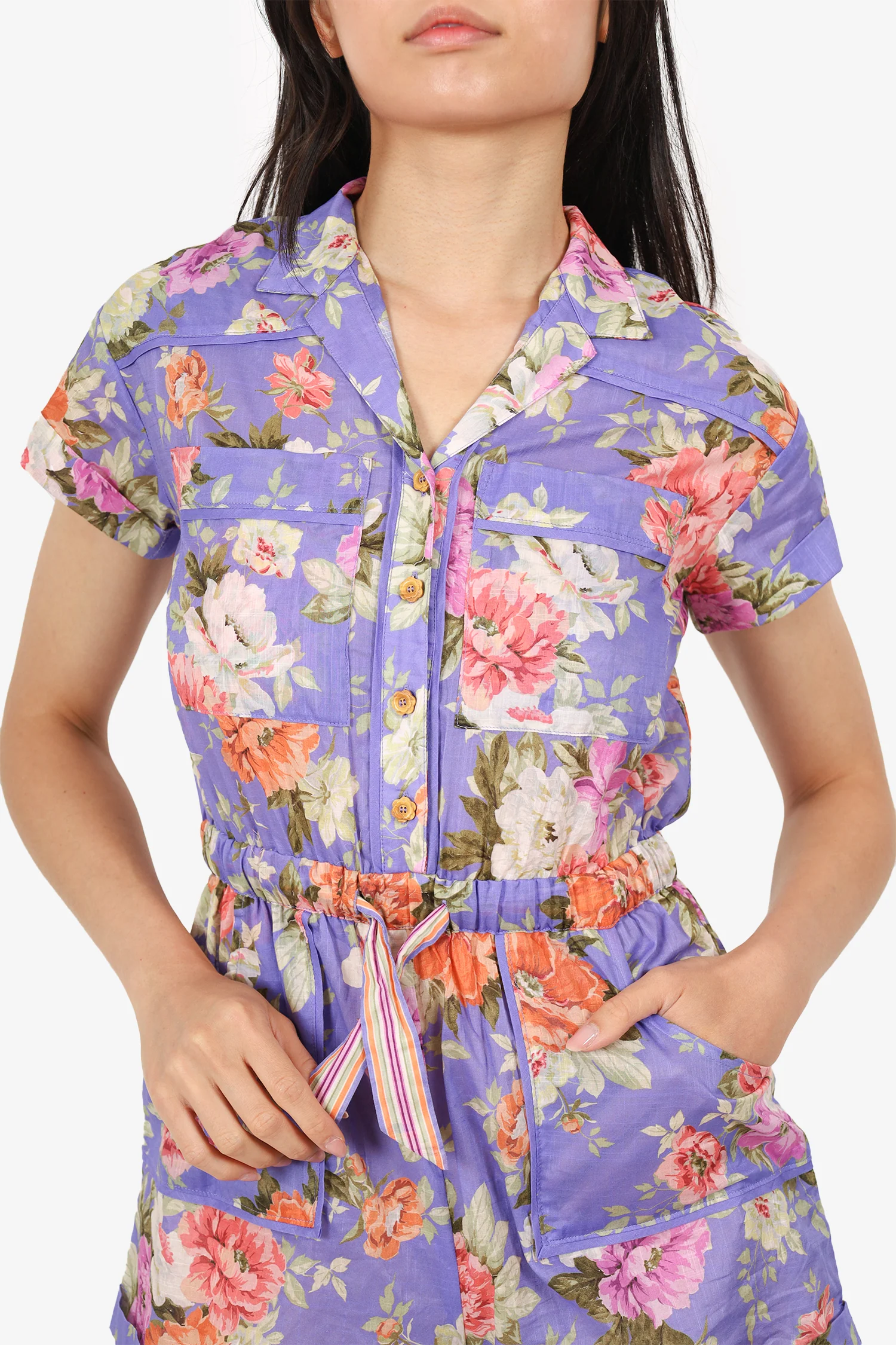 Zimmermann Purple Cotton Floral Playsuit Size 10 Kids