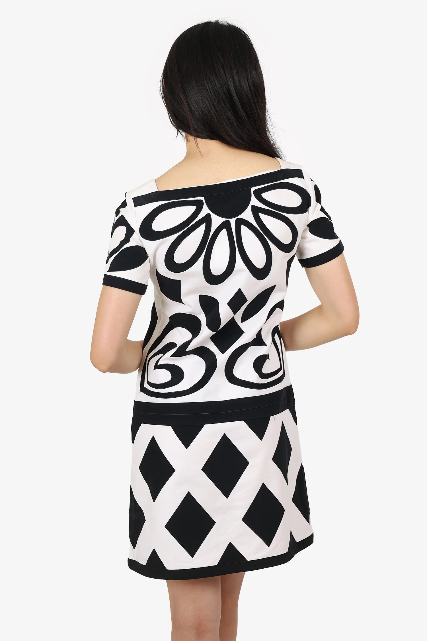 Moschino White/Black Cotton Heart Pattern Dress Size 6