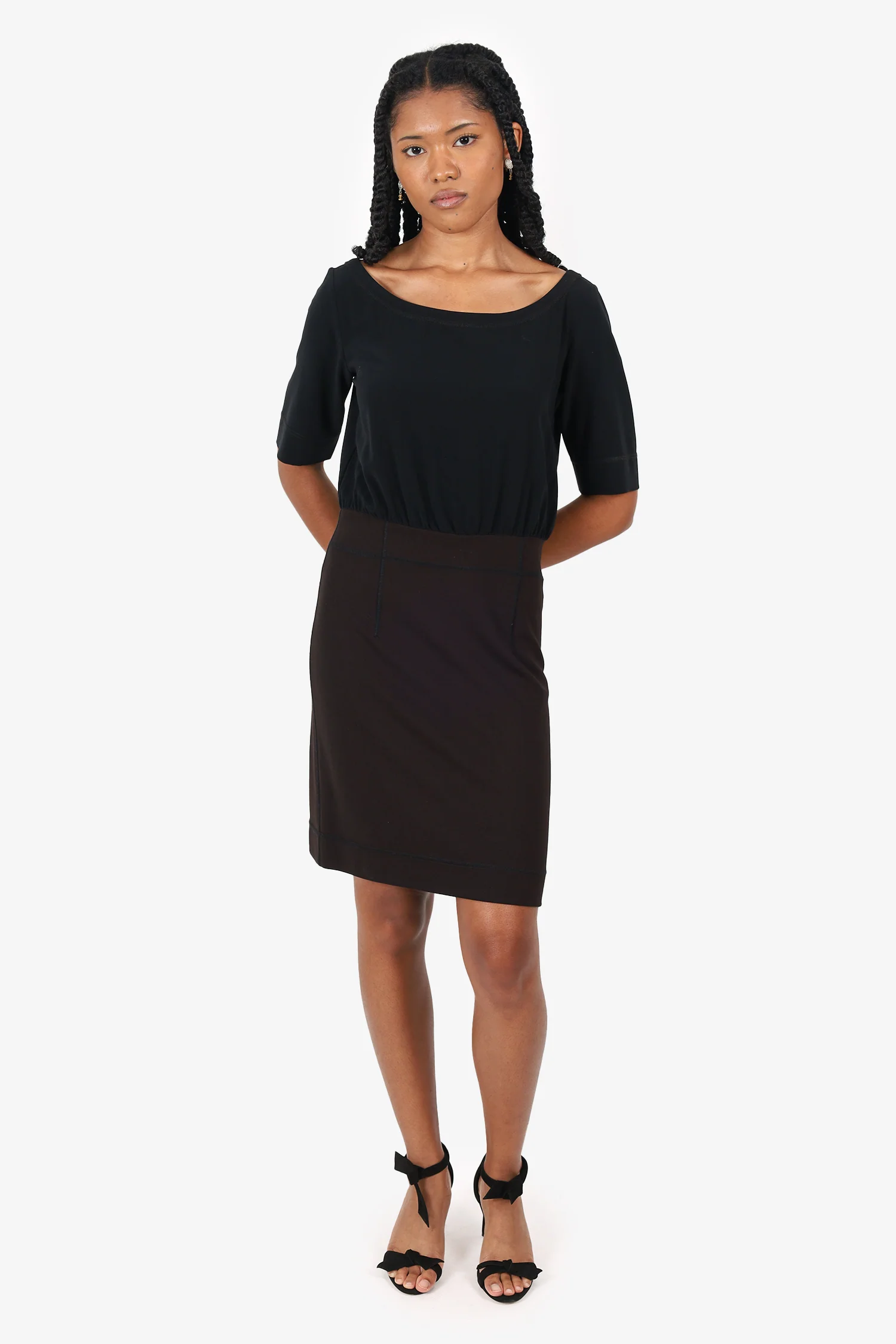 Moschino Cheap & Chic Black Snap Button T-Shirt Dress Size 42