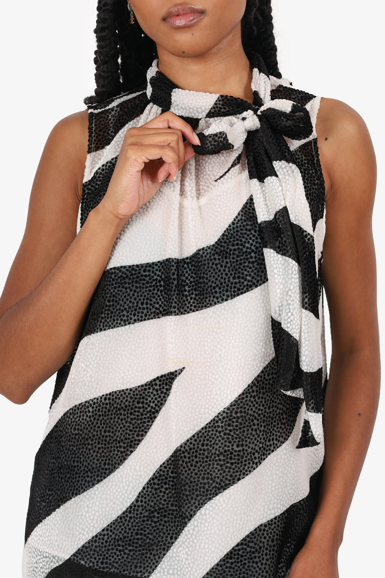 Moschino Boutique Black/White Zebra Print Sleeveless Top Size 12