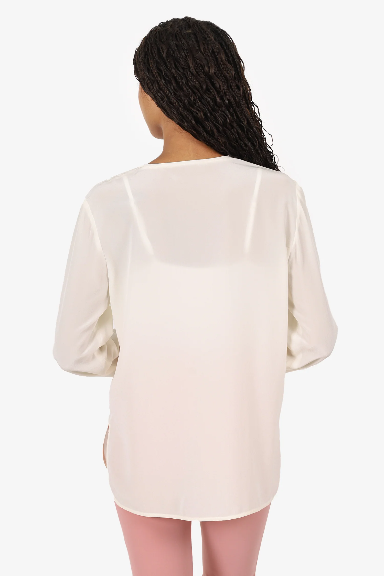 Seventy Sergio Tegon Silk Long Sleeve Zip Detail Blouse Size 44