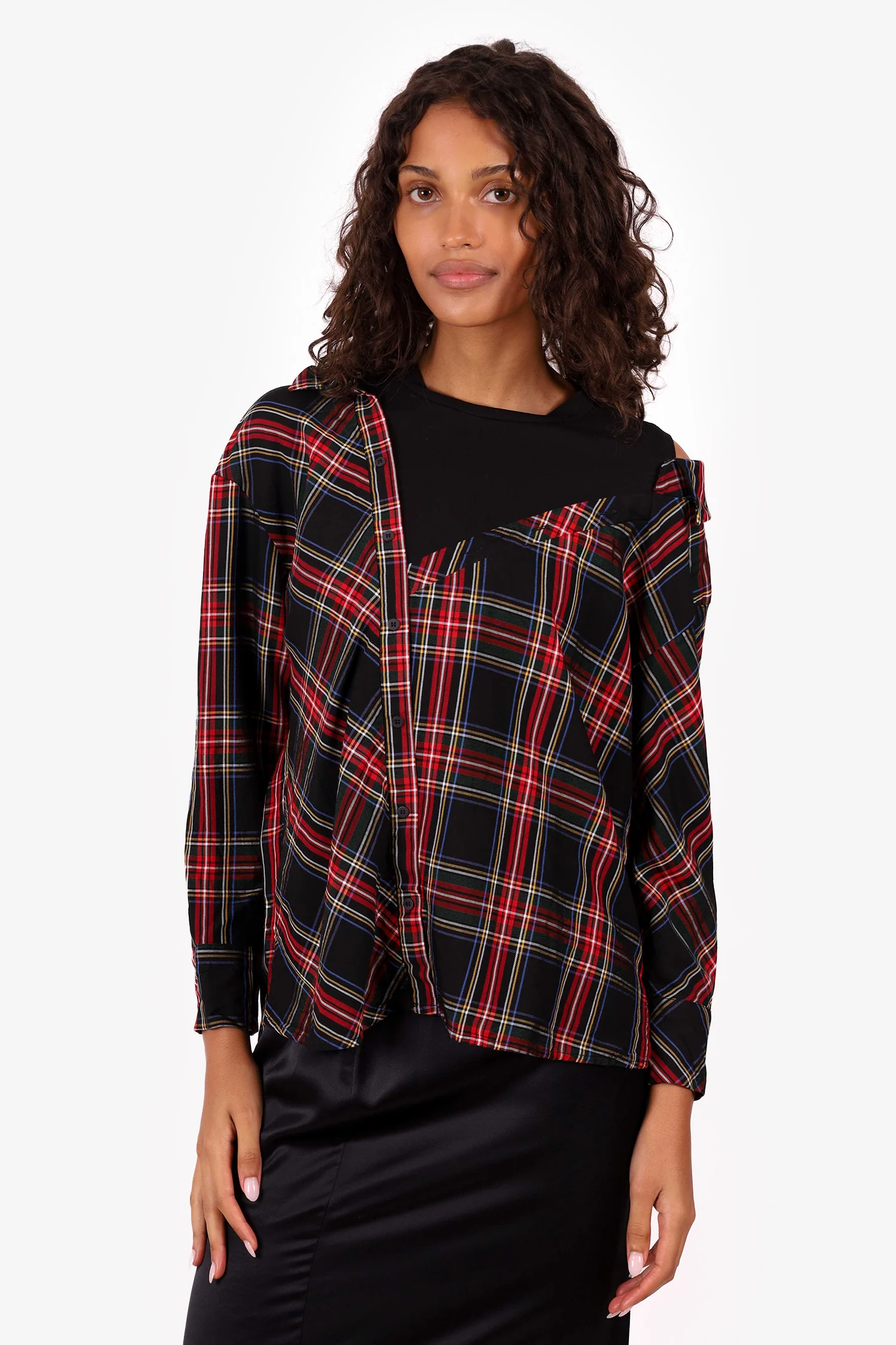Maje Red/Black Asymmetrical Top Size 1