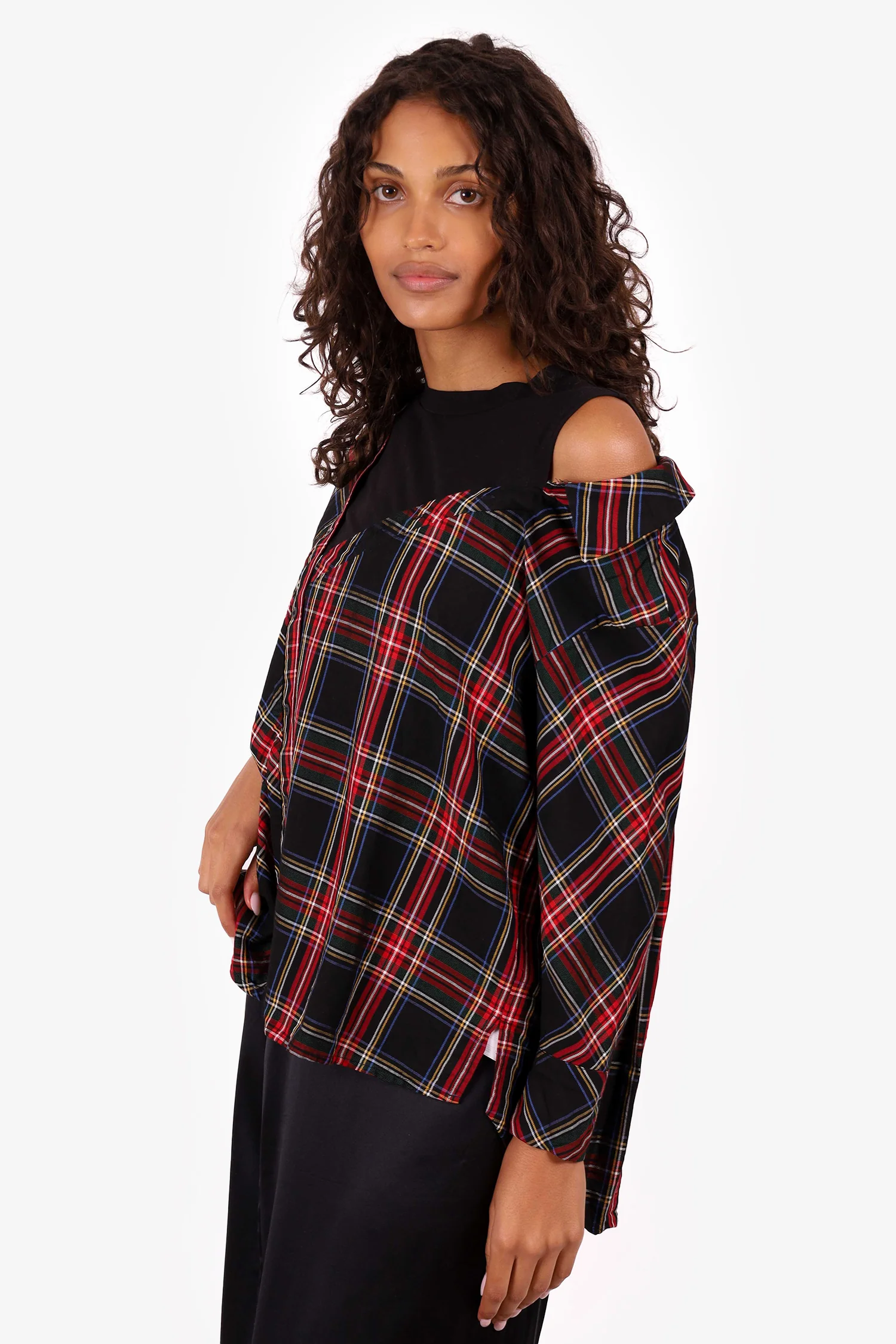 Maje Red/Black Asymmetrical Top Size 1
