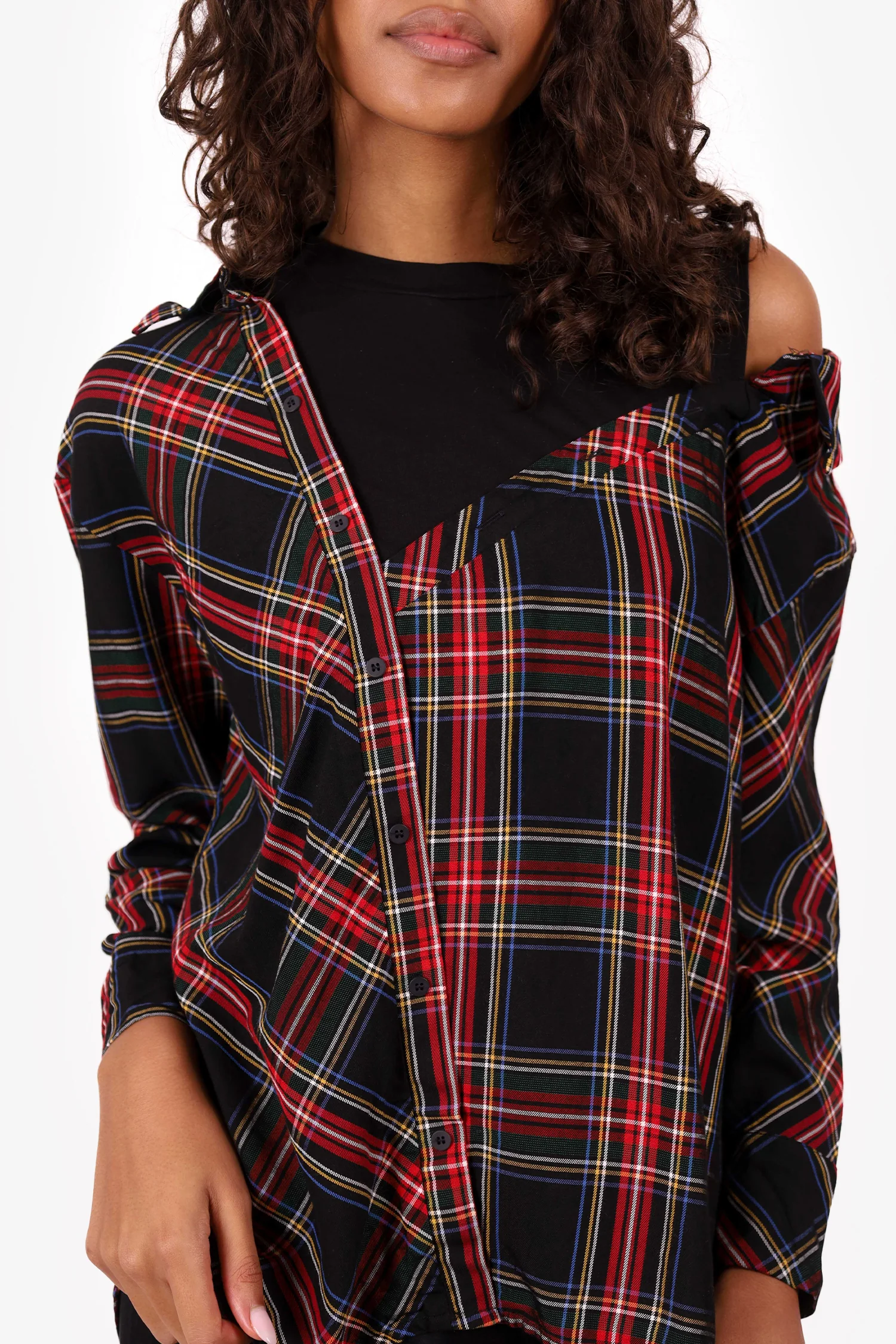 Maje Red/Black Asymmetrical Top Size 1