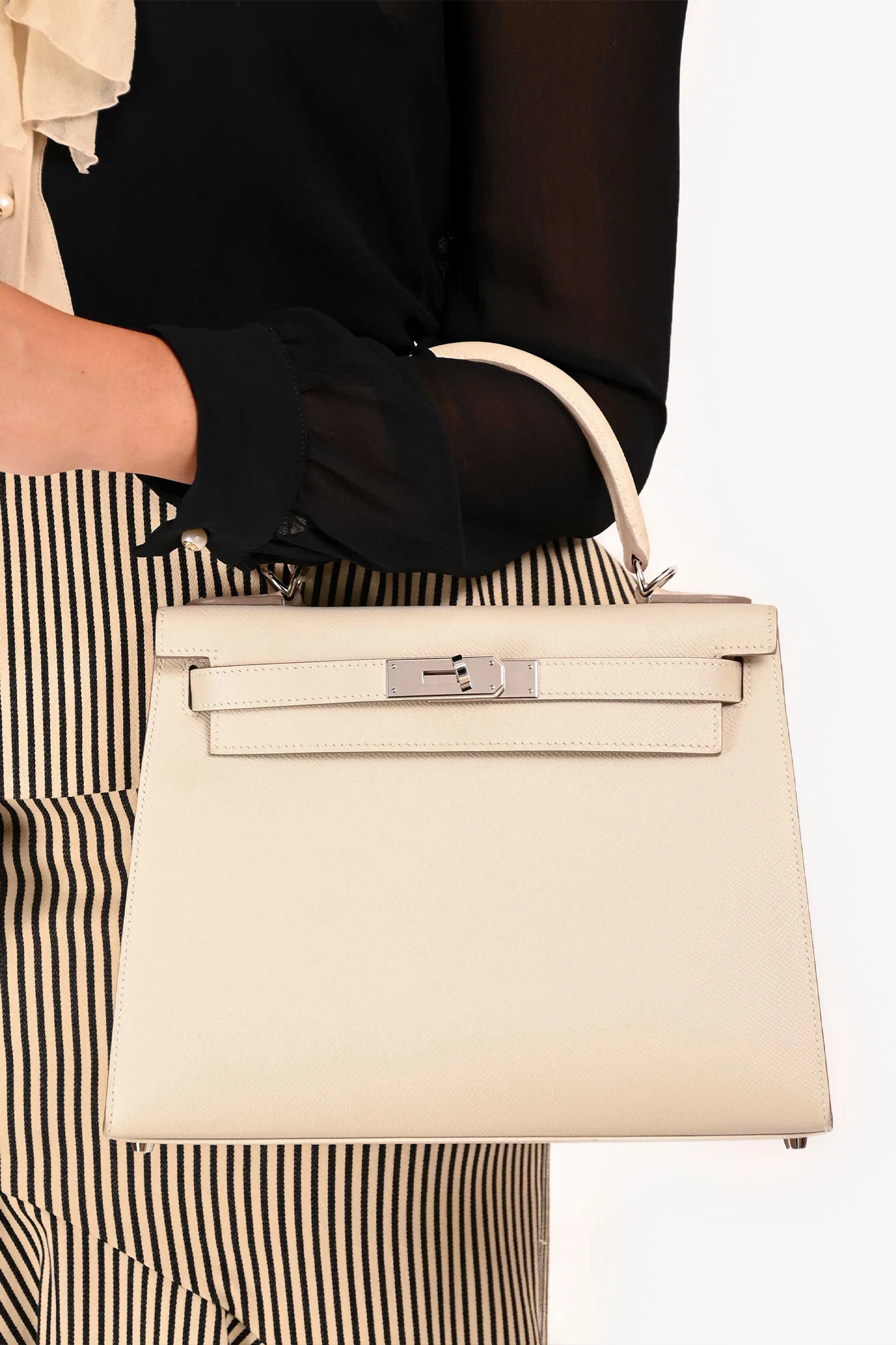Hermès 2021 Chalk White Epsom Leather Kelly Sellier 28