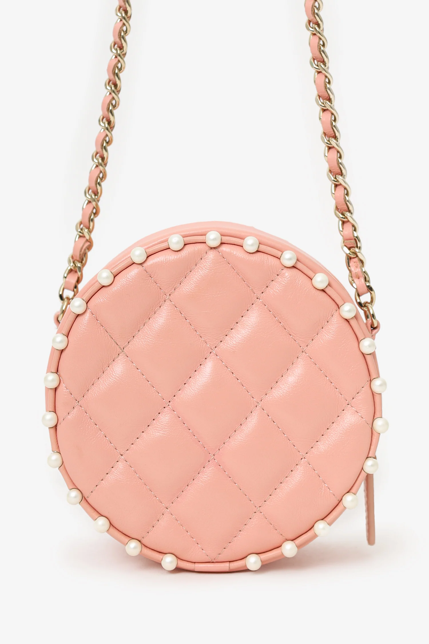 Pre-Loved Chanel™ 2019-20 Pink Pearl Round Crossbody Bag