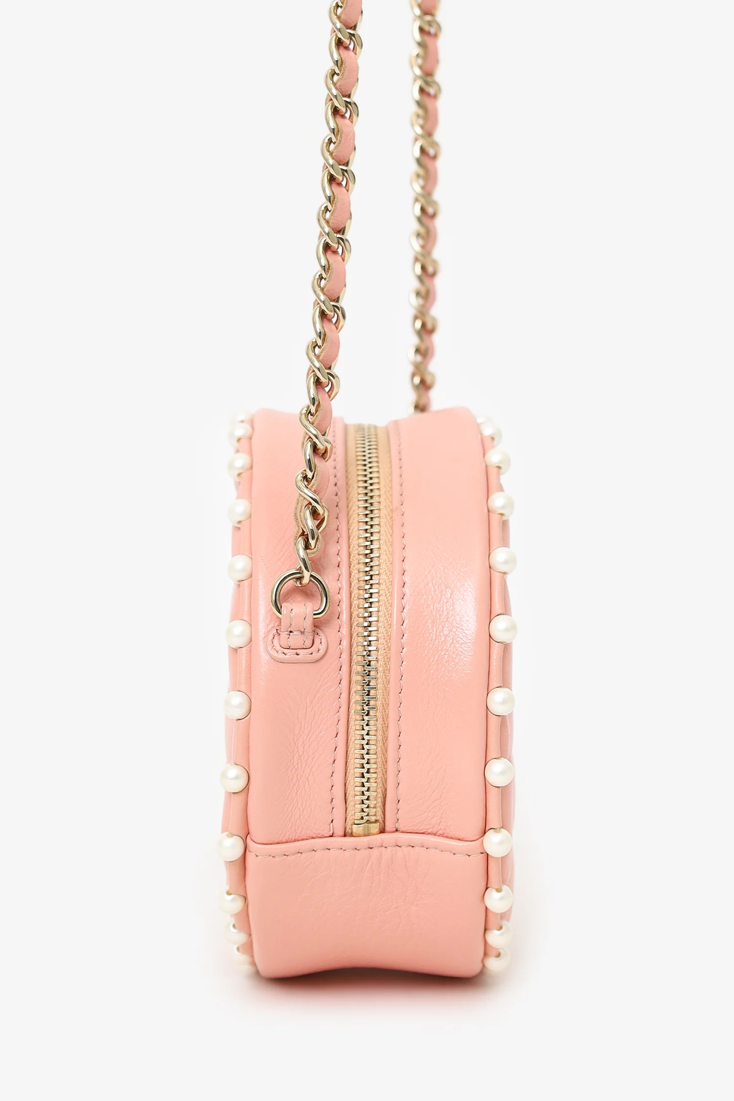 Pre-Loved Chanel™ 2019-20 Pink Pearl Round Crossbody Bag