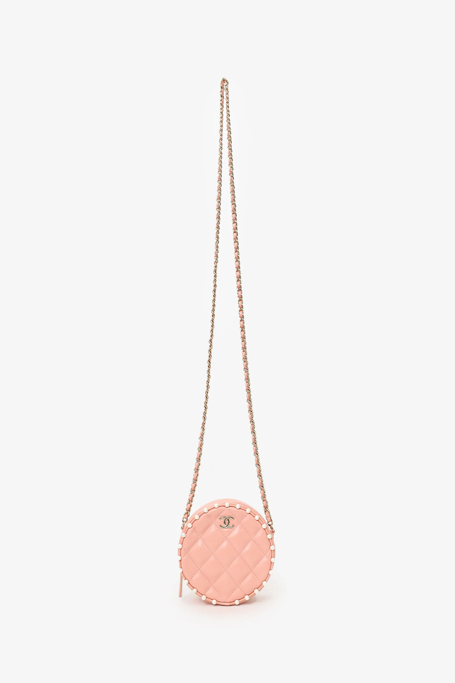 Pre-Loved Chanel™ 2019-20 Pink Pearl Round Crossbody Bag
