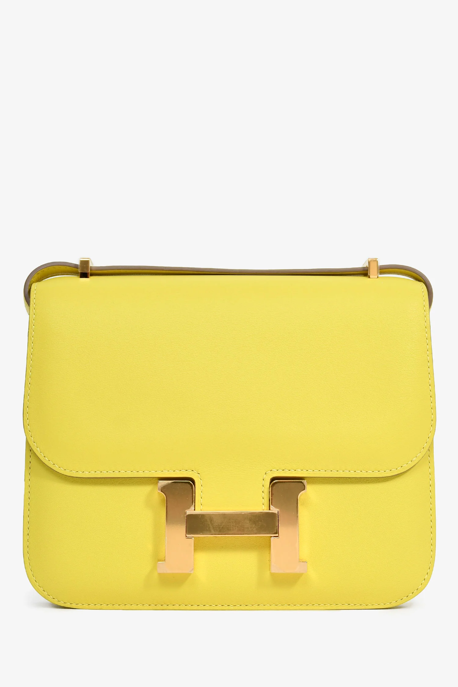 Hermès 2019 Lime Swift Leather Mini Constance 18 GHW