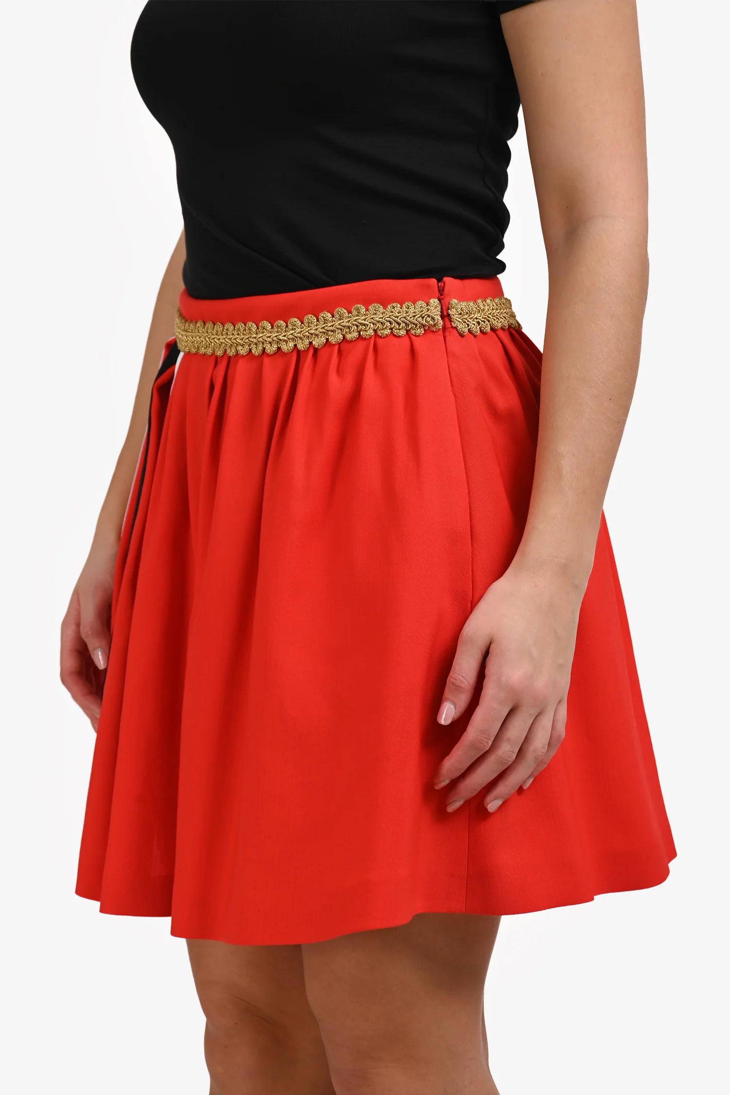 Moschino Couture Red/Gold Wool Skirt Size 6