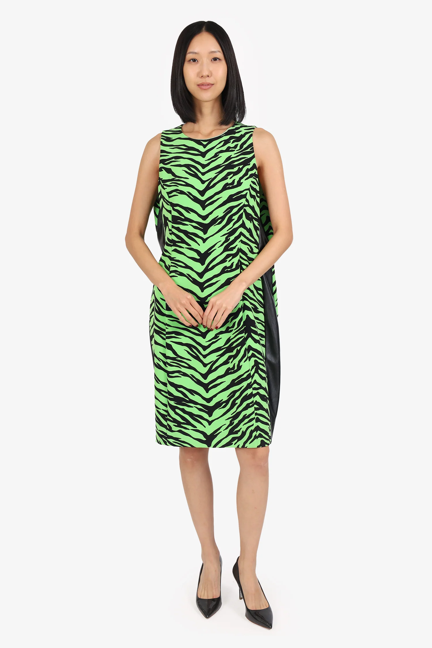 Moschino Cheap & Chic Green/Black Zebra Print Dress Size 12
