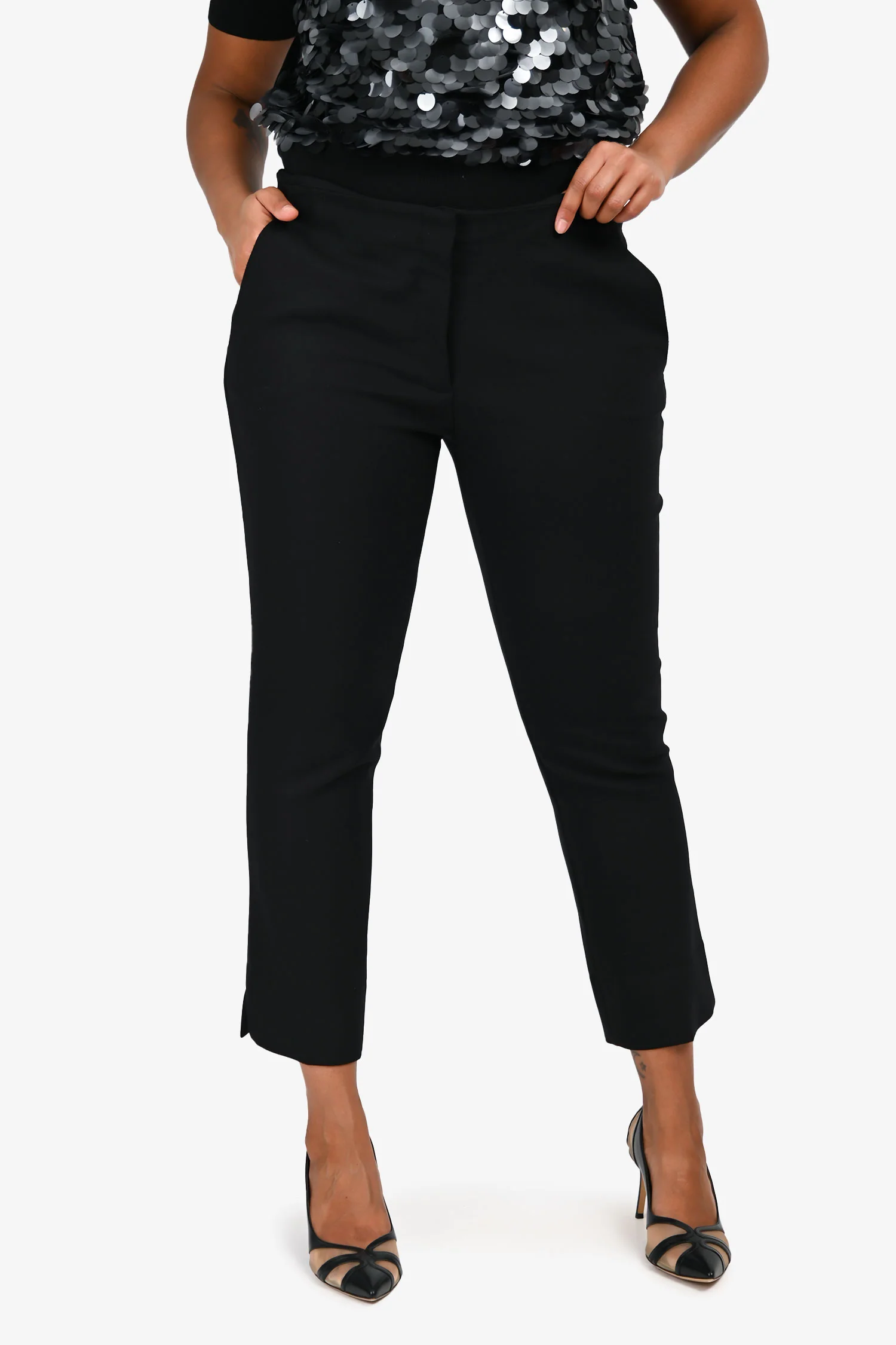 Prada Black Wool Straight Let Trousers Size 46