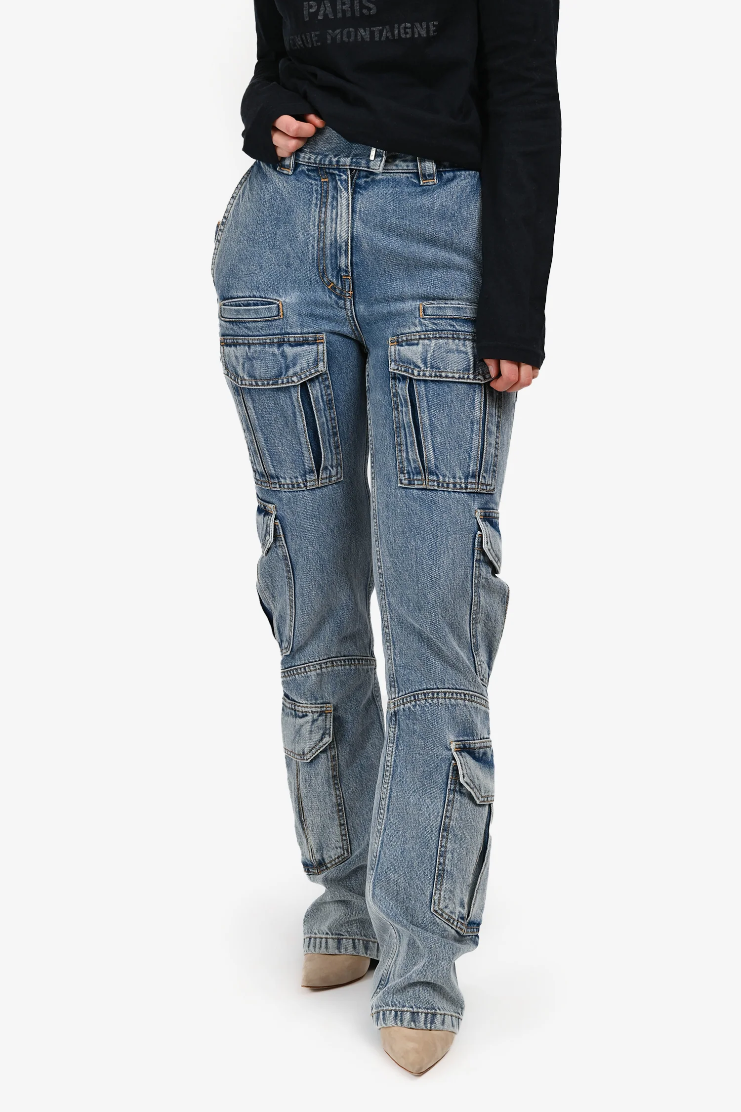 Givenchy Logo Plaque Cargo Jeans Size 26