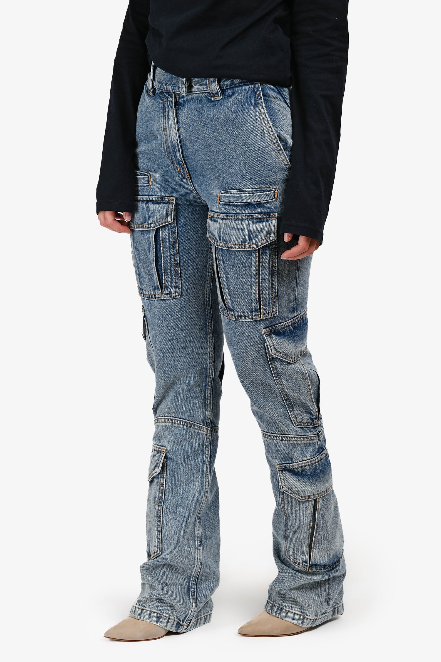 Givenchy Logo Plaque Cargo Jeans Size 26