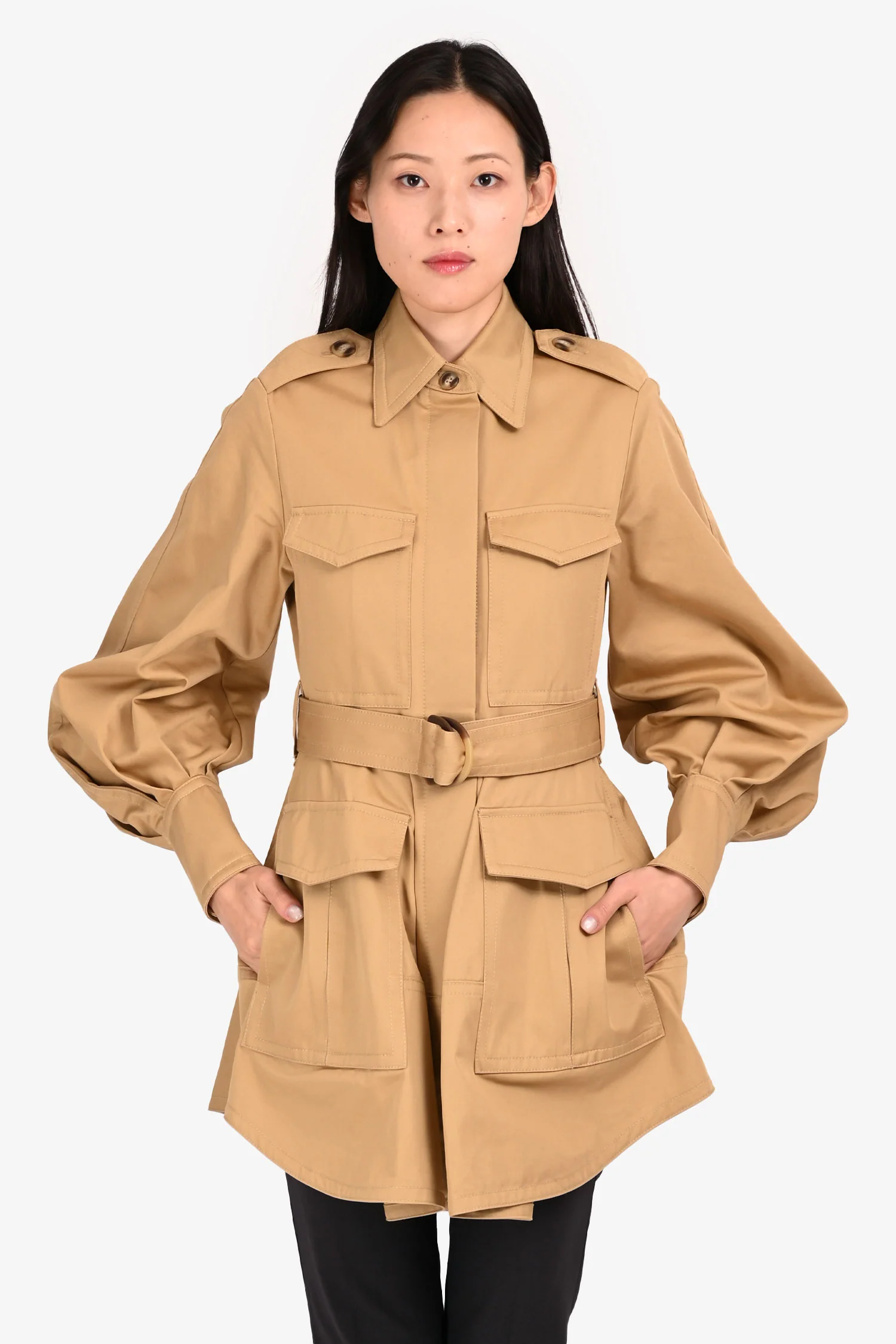 Zimmermann Tan Cargo 'Illuminate' Belted Cargo Mini Dress Size 0P