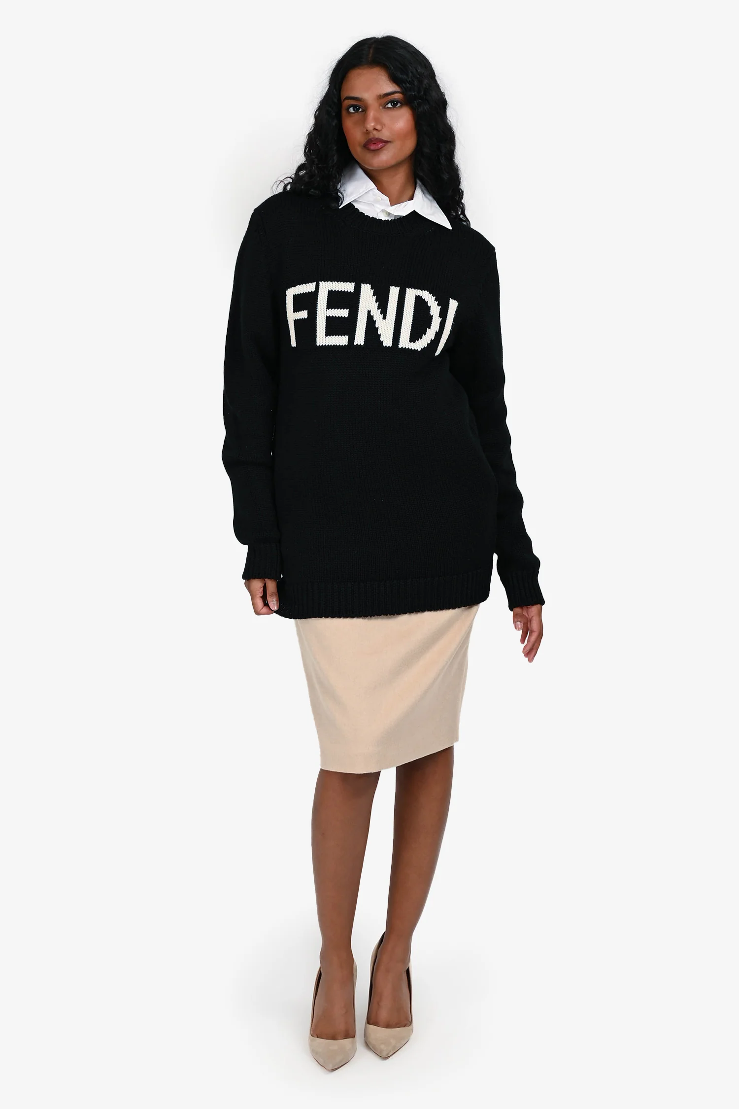 'S Max Mara Beige Camelhair Midi Skirt Size 2 US