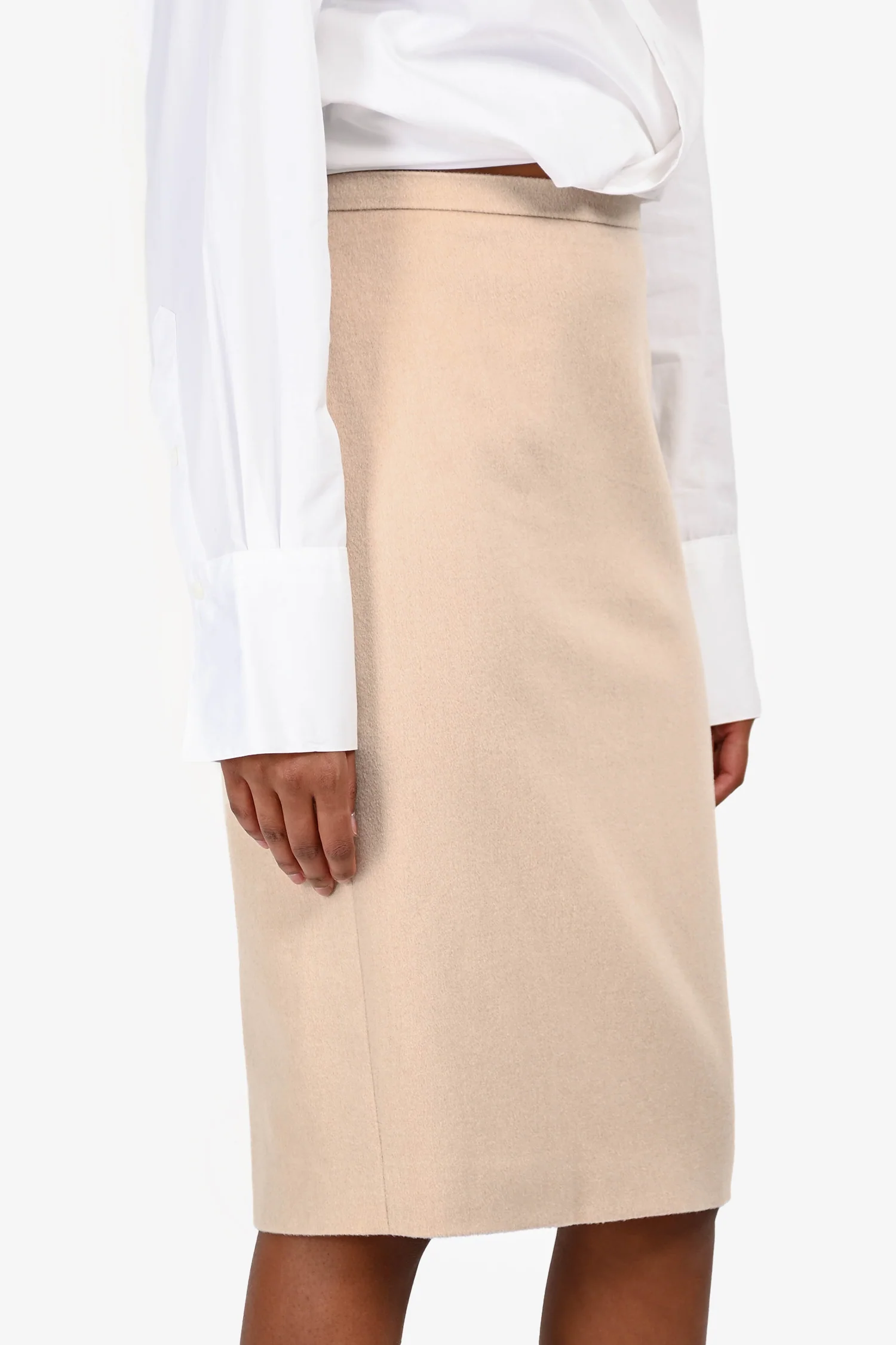 'S Max Mara Beige Camelhair Midi Skirt Size 2 US