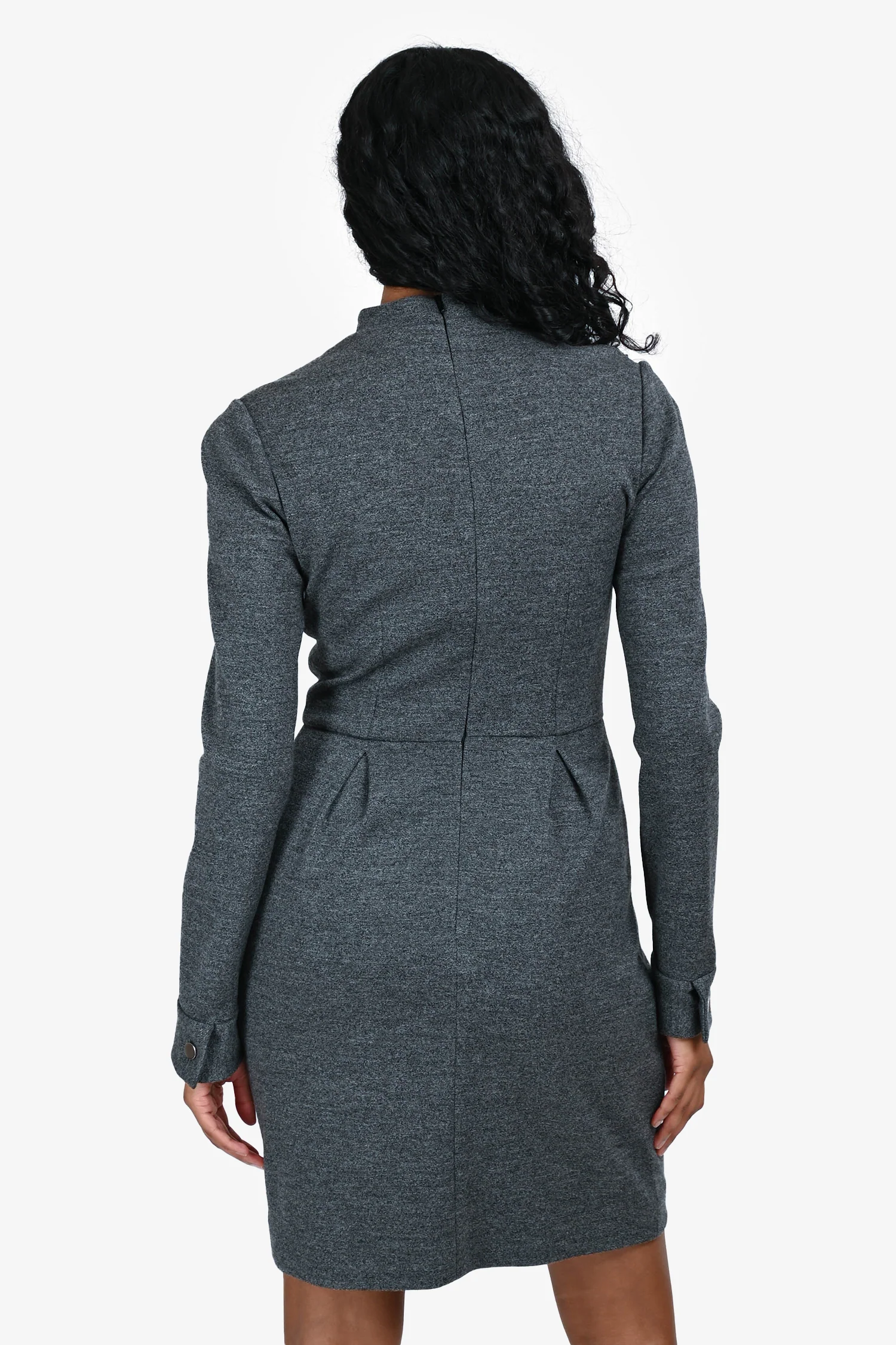 Gucci Grey Wool Mandarin Collar Mini Dress Estimated Size XS