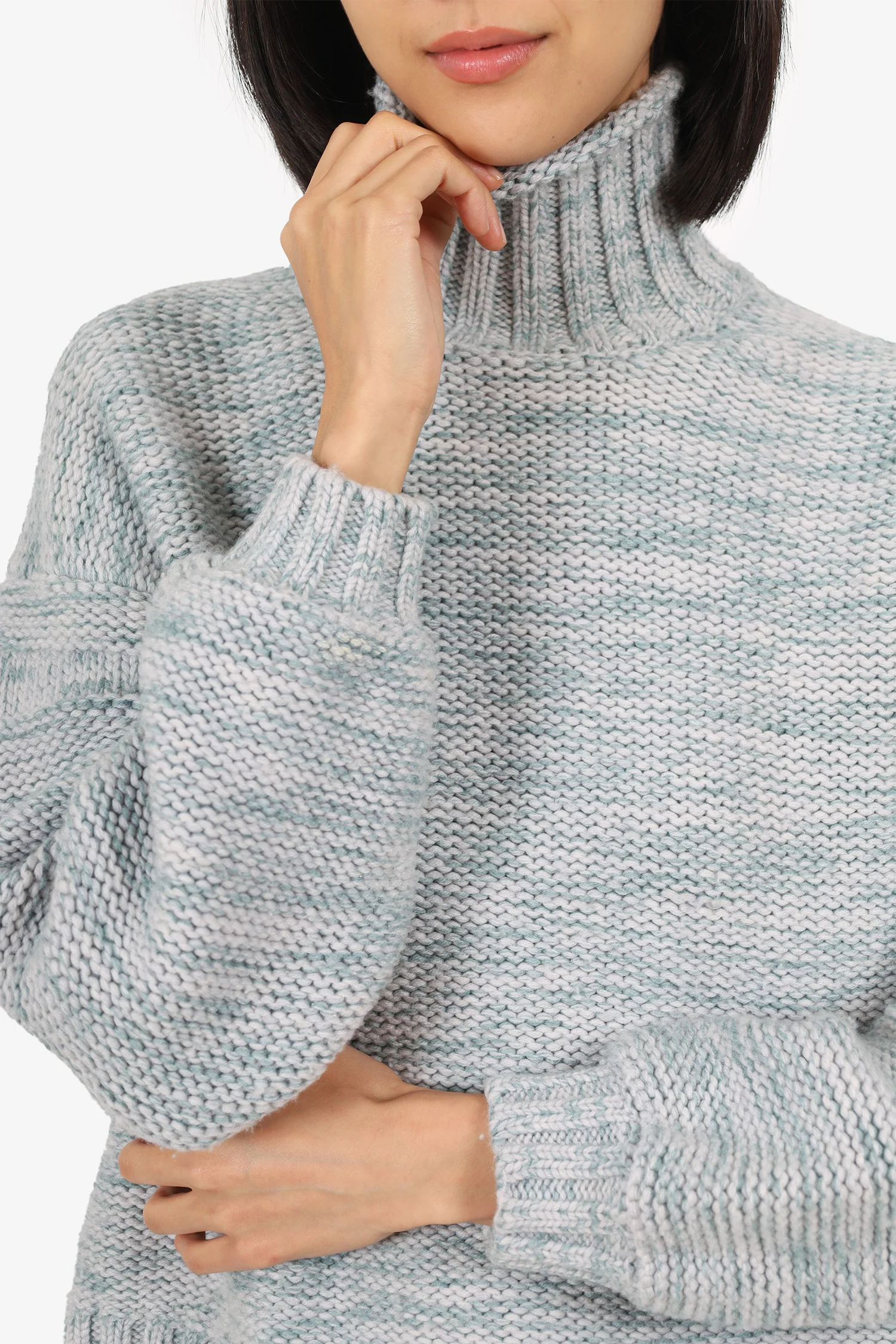 Alex Mill Blue/Green Wool/Cashmere Chunky Knit Turtle Neck Sweater Size S