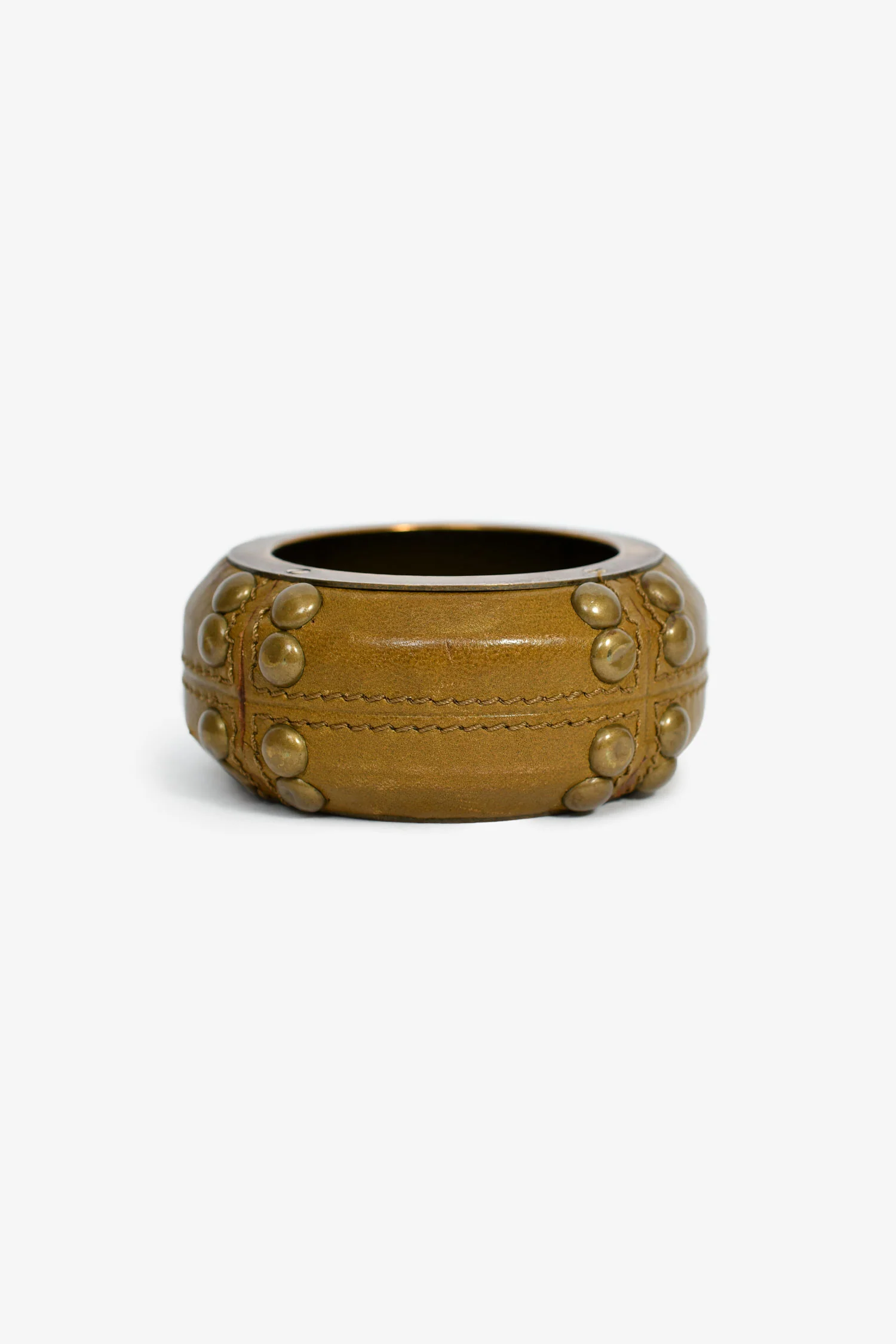 Burberry Green Leather Studded Bangle