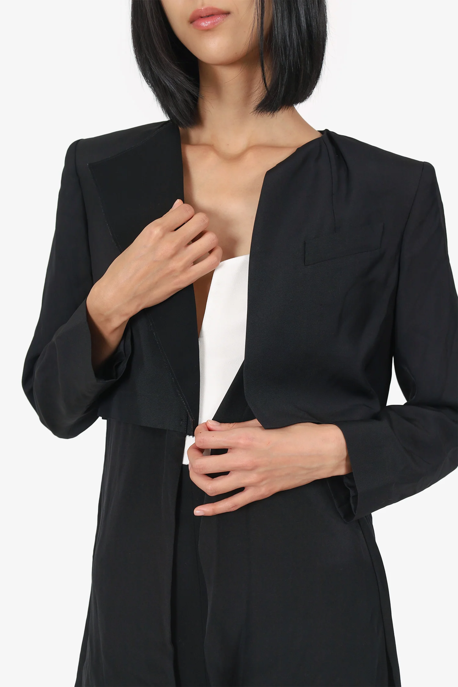 Sportmax Black Silk Layered Blazer Size 4