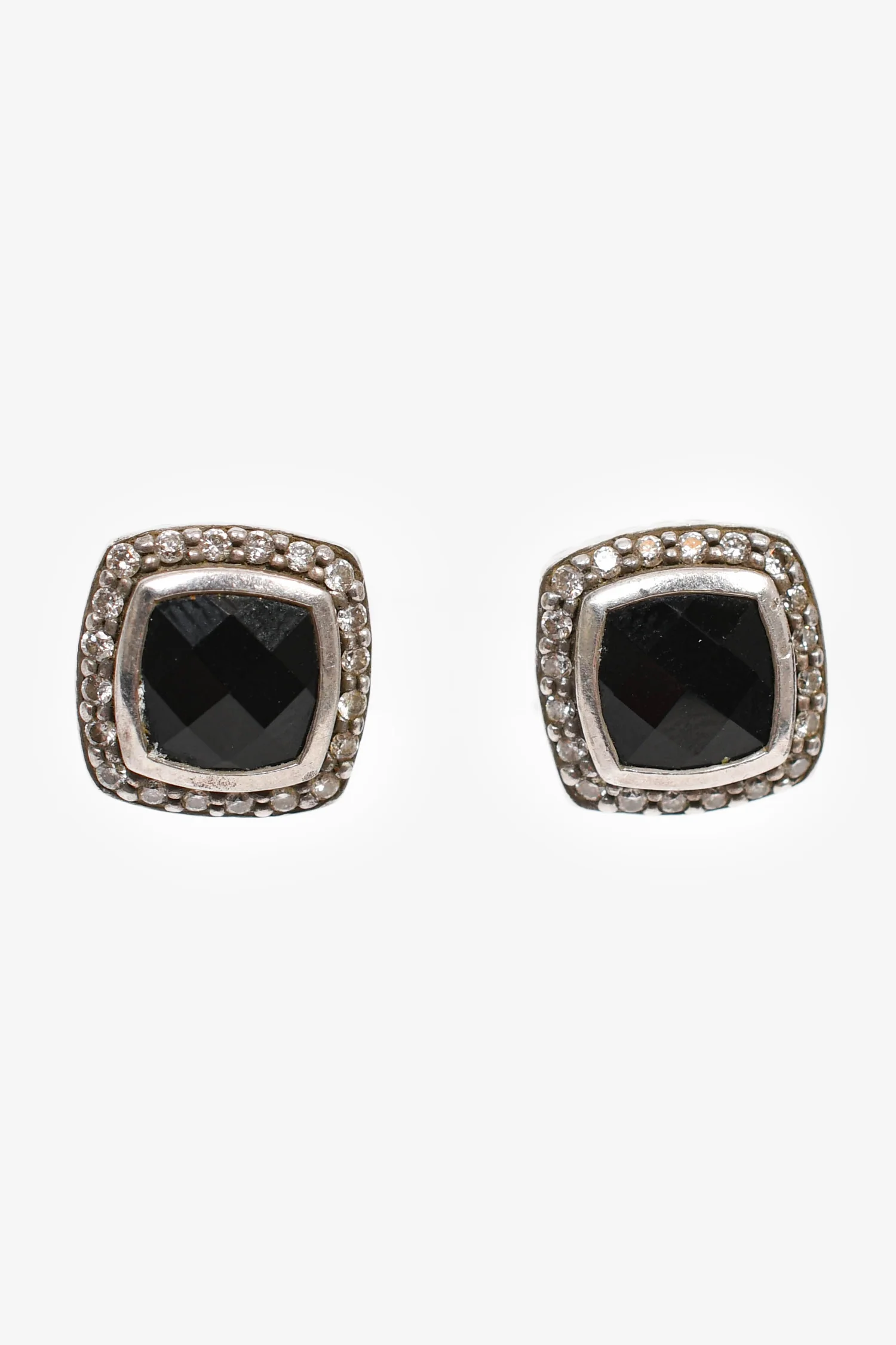 David Yurman Sterling Silver Black Onyx Diamonds Albion® Stud Earrings
